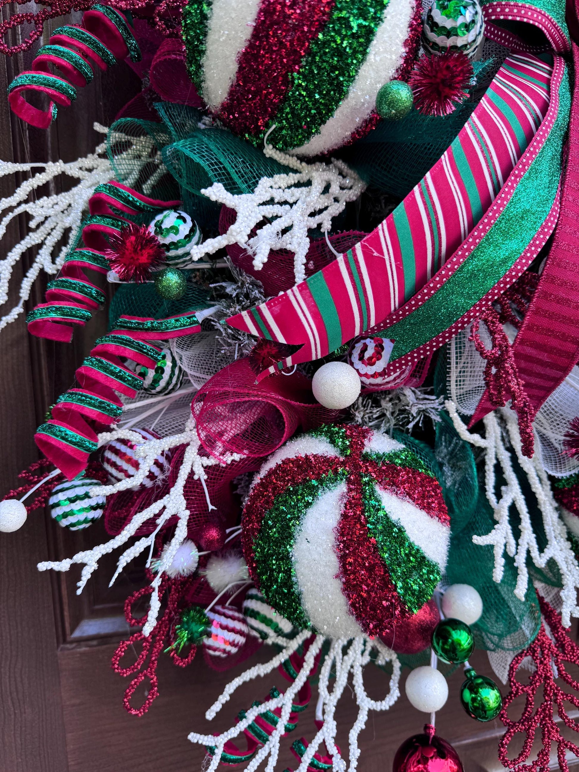 Traditional Christmas Wreath for Front Door, Luxury Holiday Ornament Wreath, Glam Winter Decor for Porch, Indoor Office, or Wall Hanging