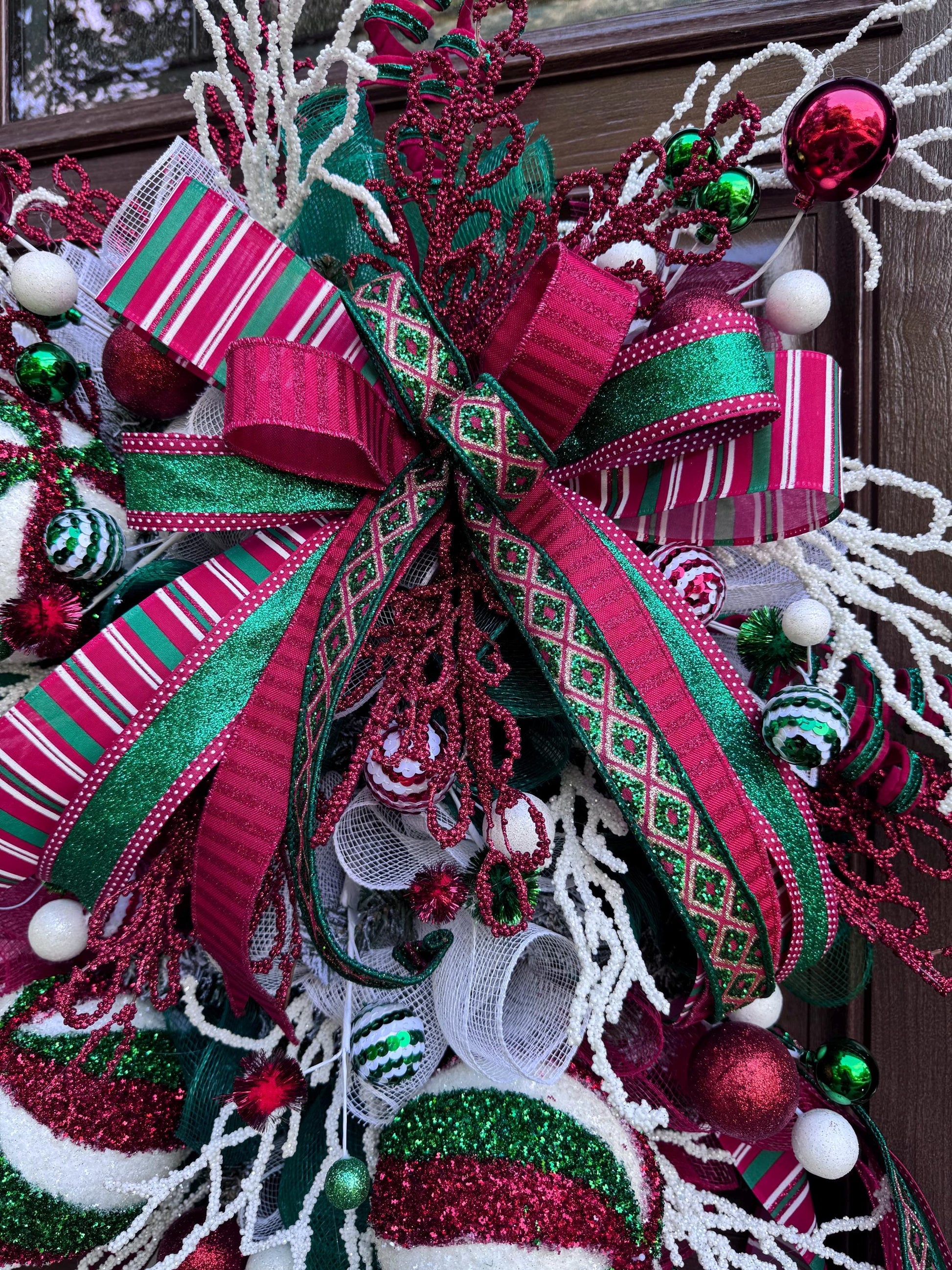 Traditional Christmas Wreath for Front Door, Luxury Holiday Ornament Wreath, Glam Winter Decor for Porch, Indoor Office, or Wall Hanging