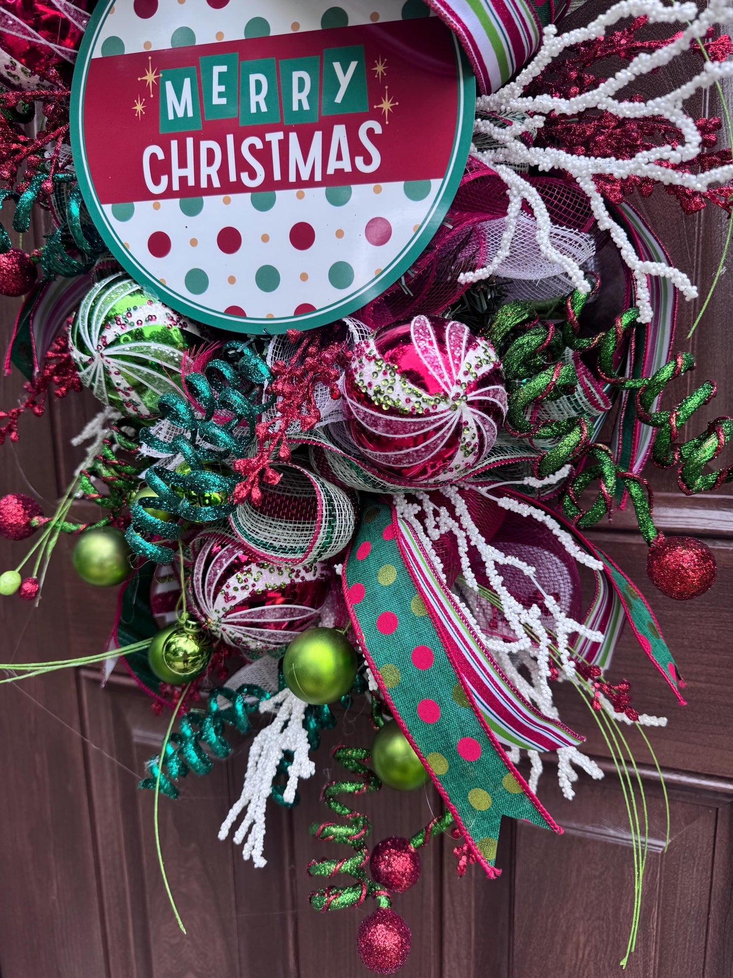 Elf Merry Christmas Swag Wreath for Front Door, Holiday Party Door Decor, Christmas Swag, Whimsical Holiday Door Hanger for Porch or Office