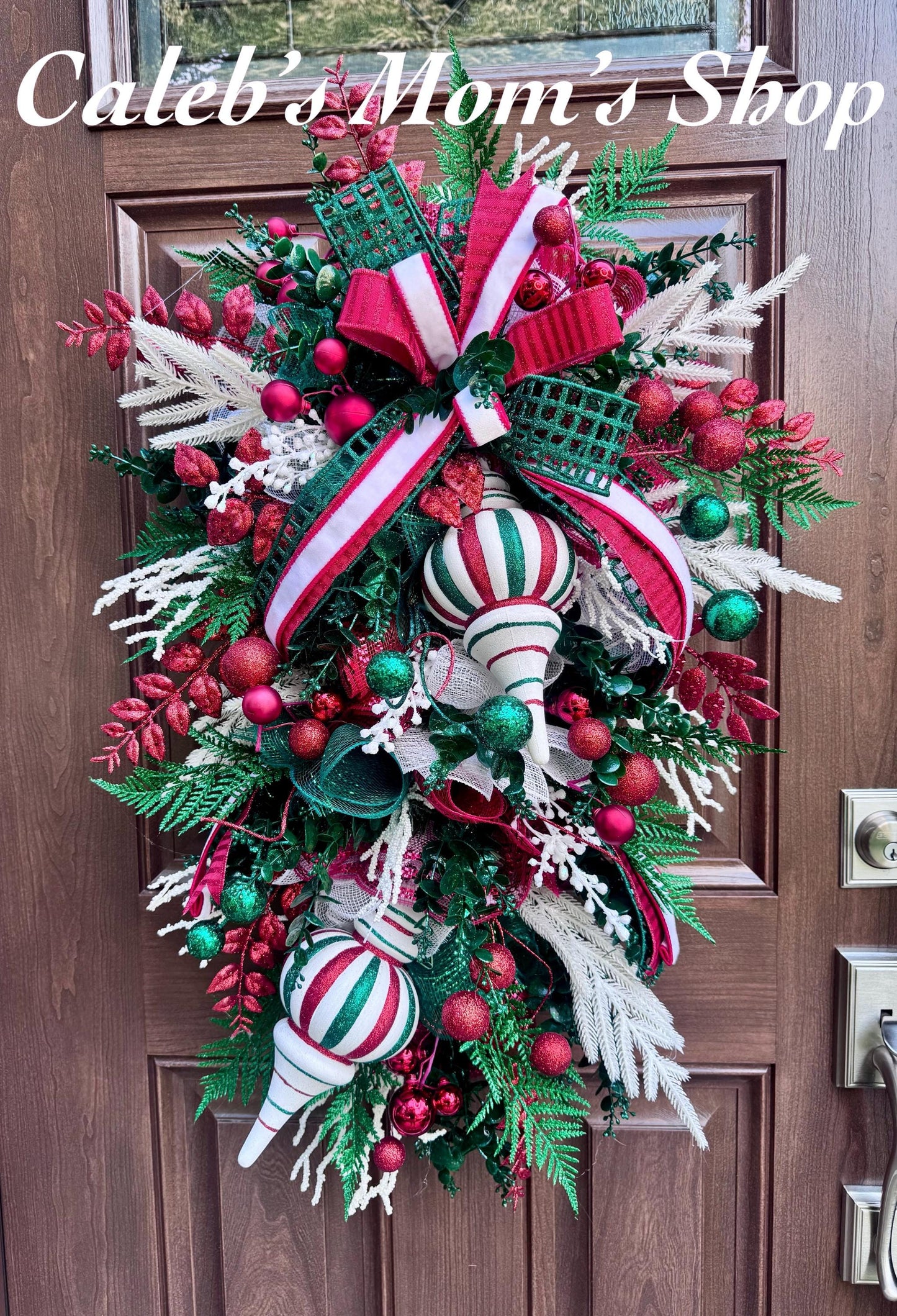 Glam Christmas and Holiday Swag Wreath for Front Door, Traditional Luxury Ornament Home Decor for Porch or Indoor Holiday Wall Hanger