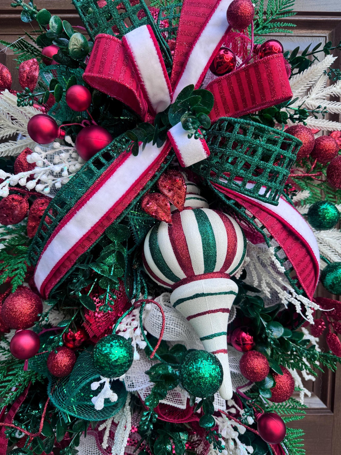 Glam Christmas and Holiday Swag Wreath for Front Door, Traditional Luxury Ornament Home Decor for Porch or Indoor Holiday Wall Hanger