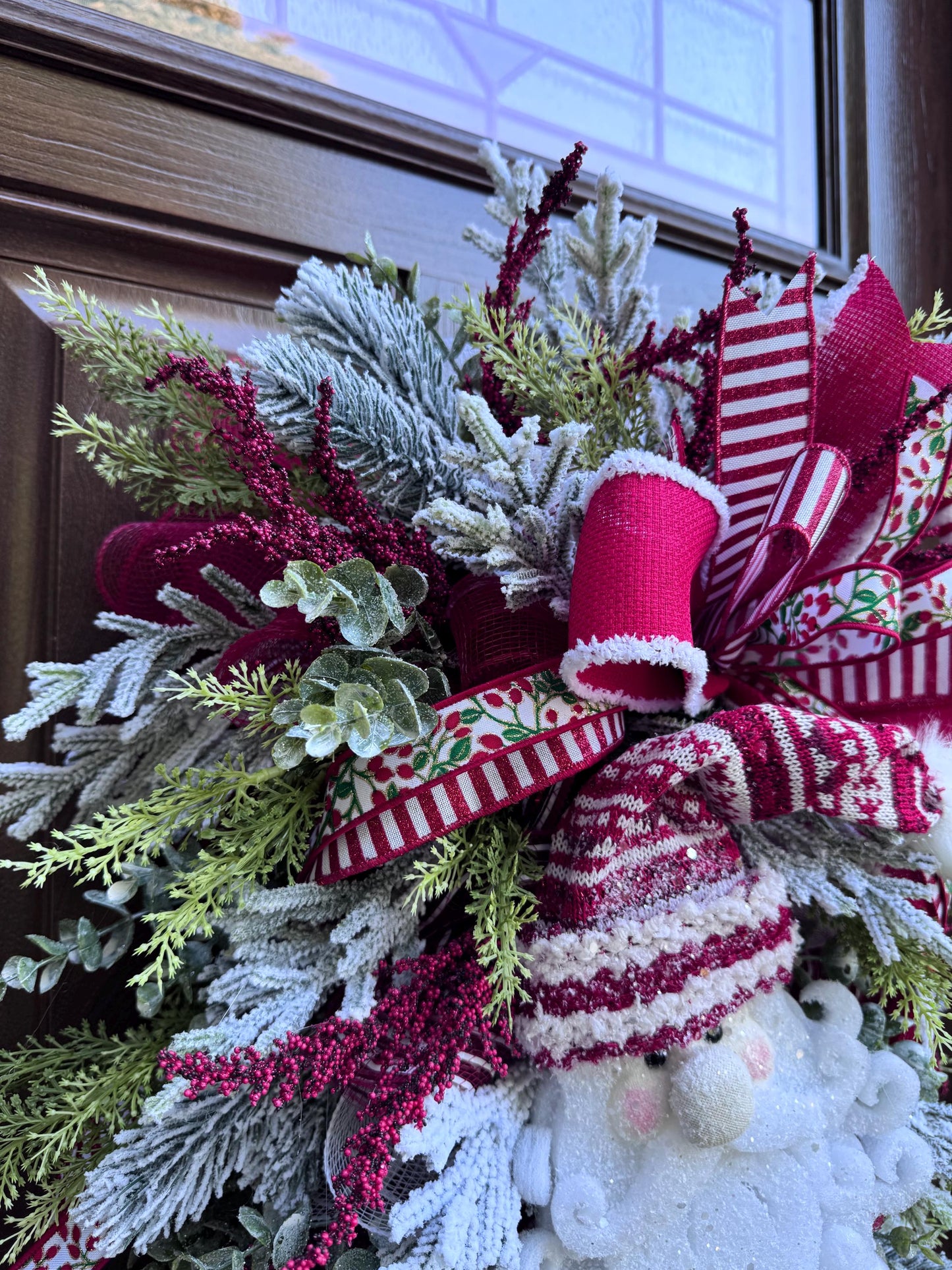 Santa Wreath for Front Door Elegant Traditional Christmas Home Decor for Outdoor Porch or Indoor Office Wall Hanger Holiday Entry