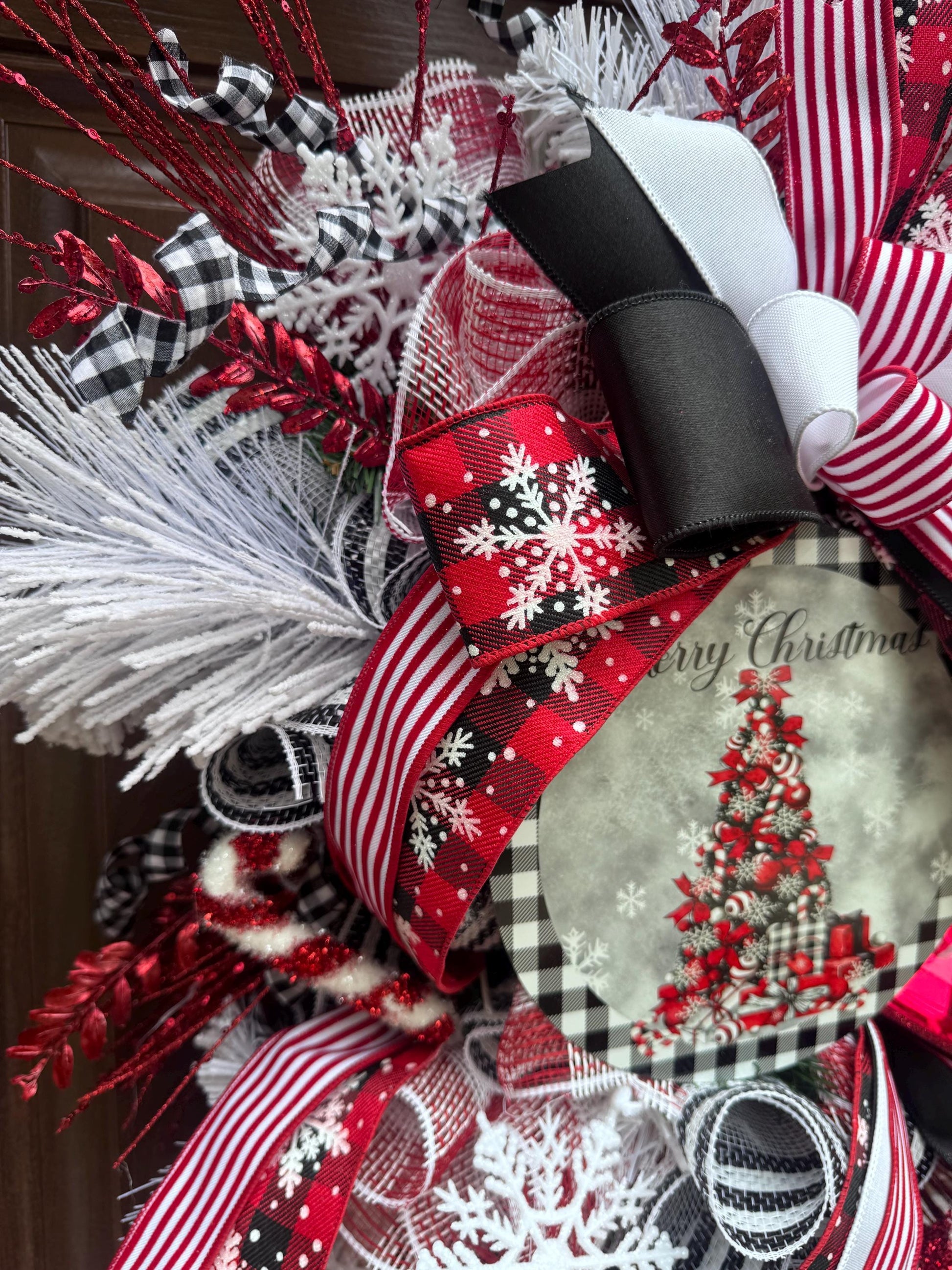 Glam Christmas and Winter Swag Wreath for Front Door, Traditional Luxury Jewel Home Decor for Porch or Indoor Office Holiday Wall Hanger