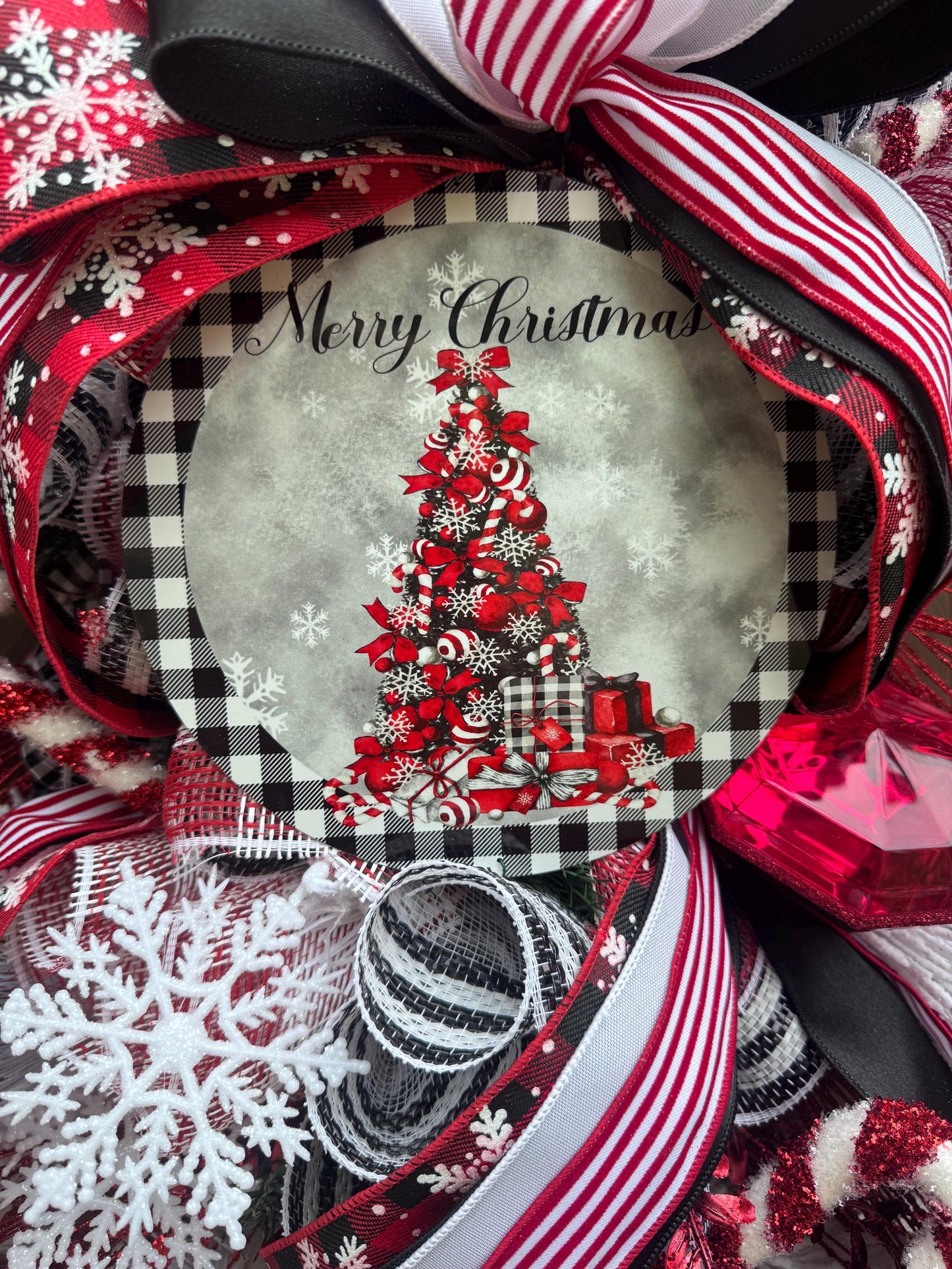 Glam Christmas and Winter Swag Wreath for Front Door, Traditional Luxury Jewel Home Decor for Porch or Indoor Office Holiday Wall Hanger