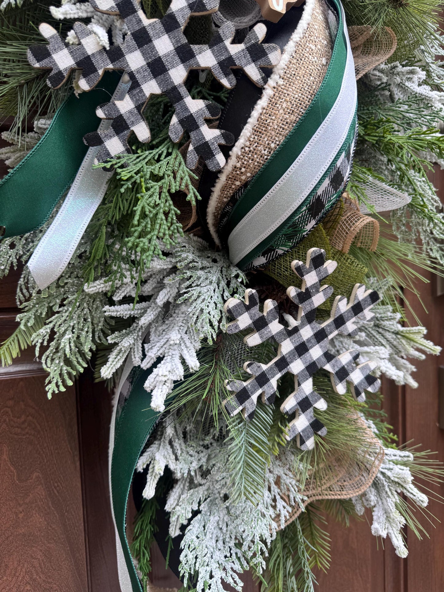 Woodland Merry Christmas Teardrop Swag Wreath Rustic Outdoor Porch Seasonal Holiday Decor for House or Gift Handmade Home Decor for Doors