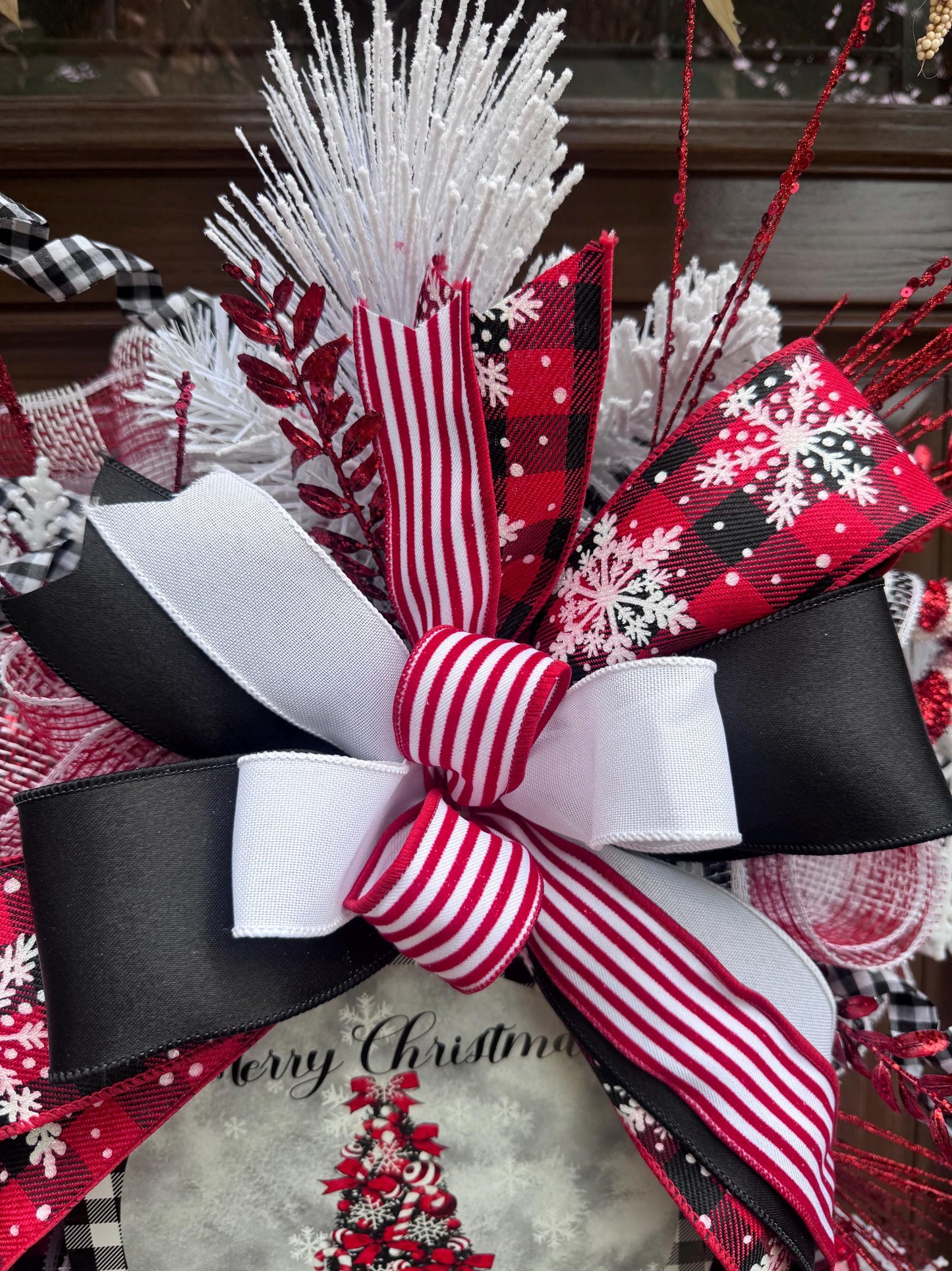 Glam Christmas and Winter Swag Wreath for Front Door, Traditional Luxury Jewel Home Decor for Porch or Indoor Office Holiday Wall Hanger