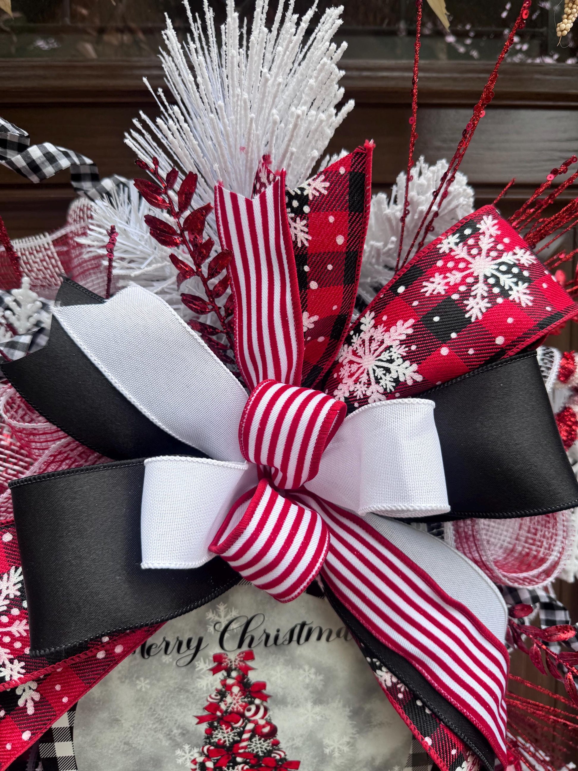 Glam Christmas and Winter Swag Wreath for Front Door, Traditional Luxury Jewel Home Decor for Porch or Indoor Office Holiday Wall Hanger