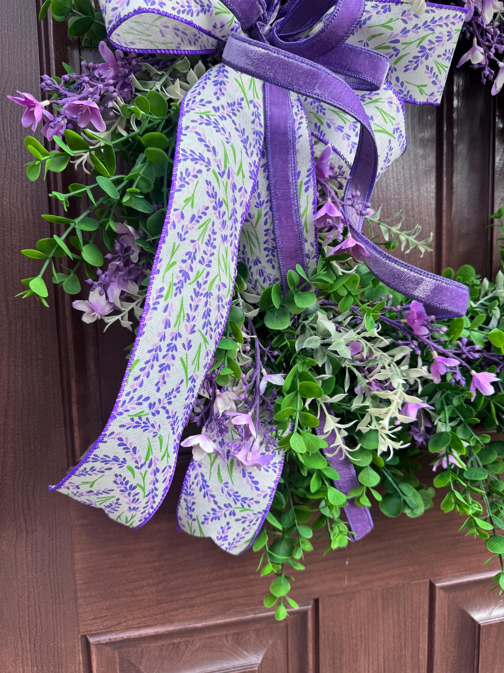 Lilac Floral Grapevine Wreath, Spring Summer Home Decor for Outdoor Porch or Indoor Office Wall Hanging, Gift for Her Mothers Day Gift