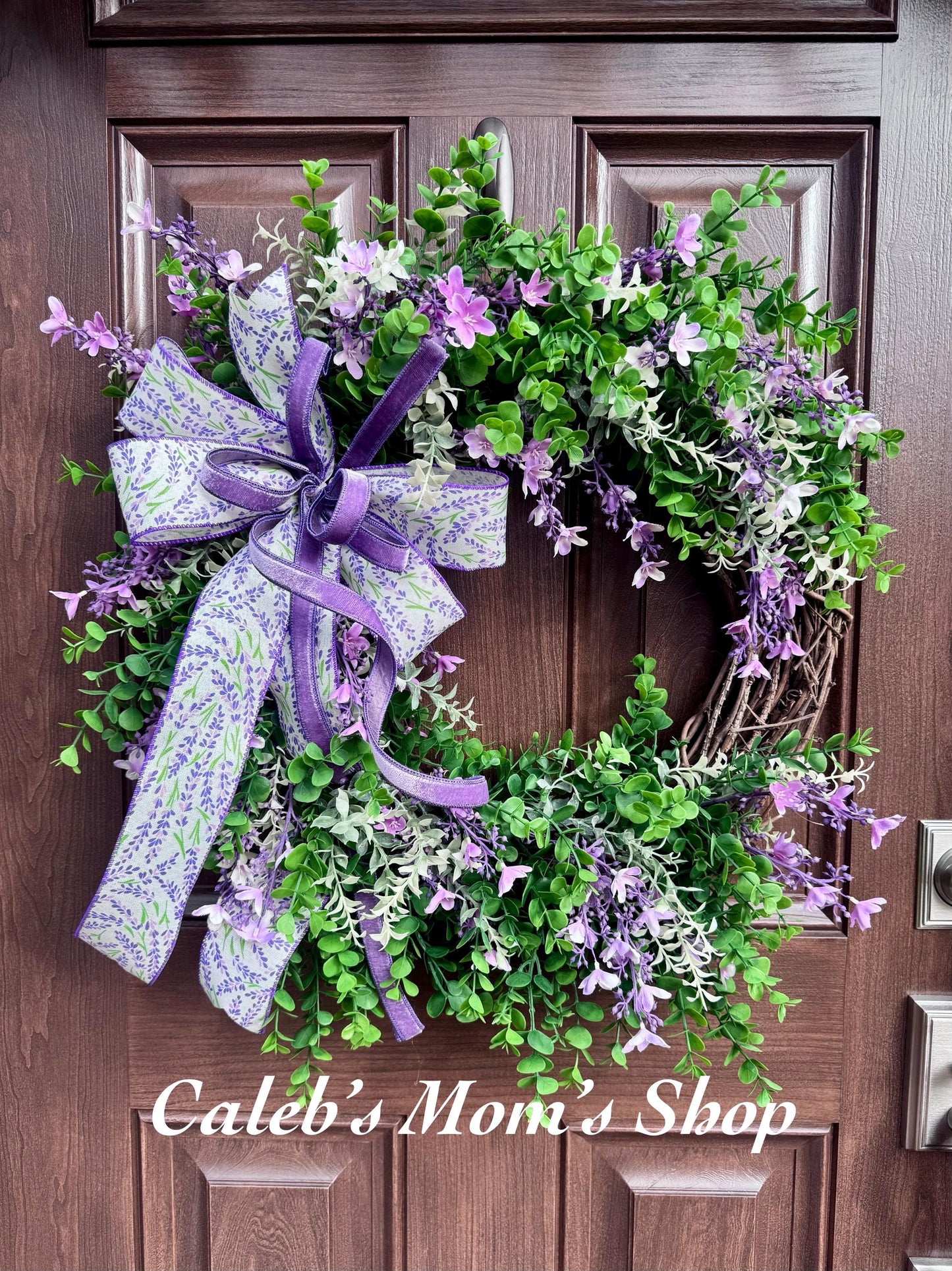 Lilac Floral Grapevine Wreath, Spring Summer Home Decor for Outdoor Porch or Indoor Office Wall Hanging, Gift for Her Mothers Day Gift