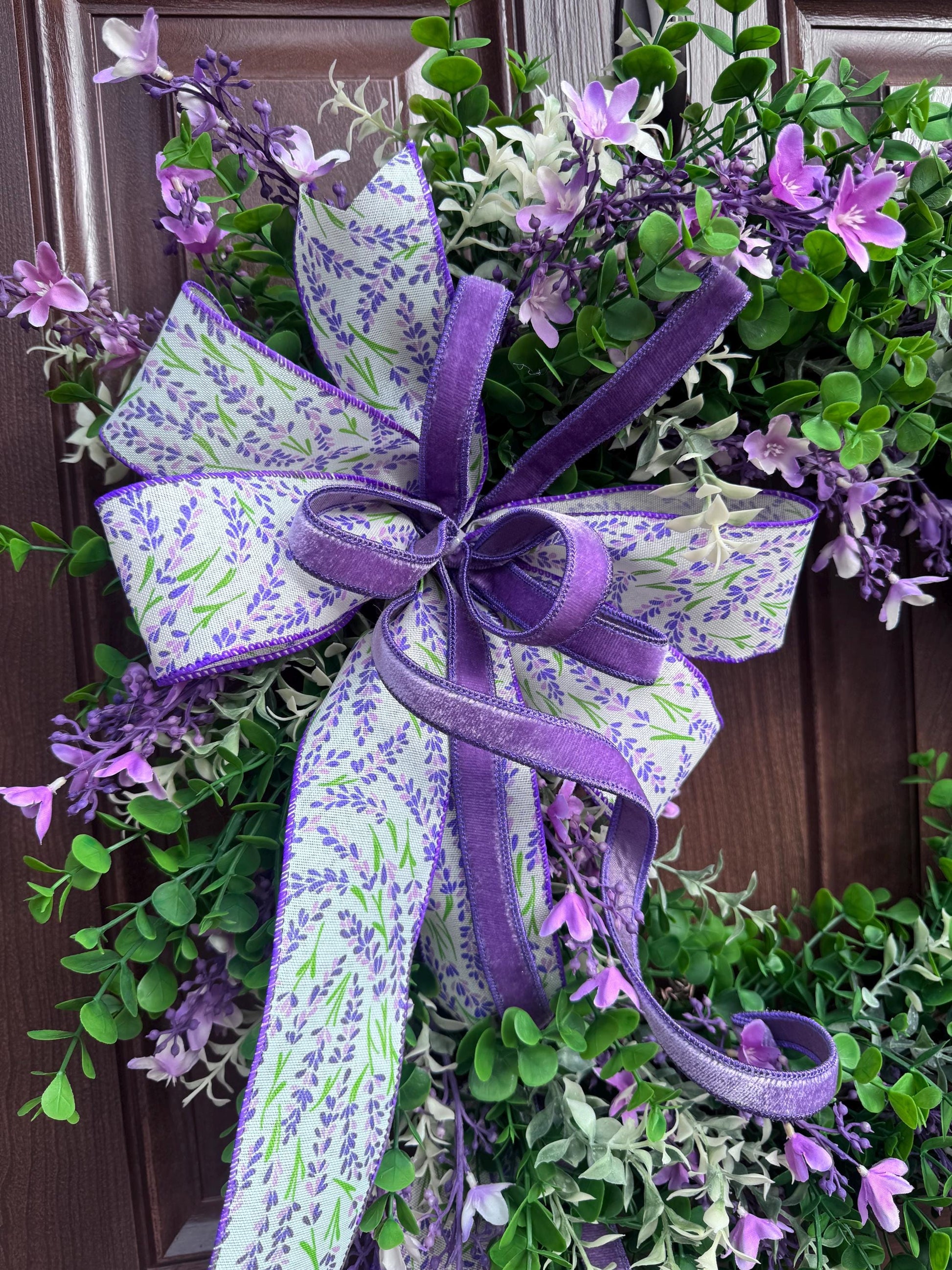 Lilac Floral Grapevine Wreath, Spring Summer Home Decor for Outdoor Porch or Indoor Office Wall Hanging, Gift for Her Mothers Day Gift