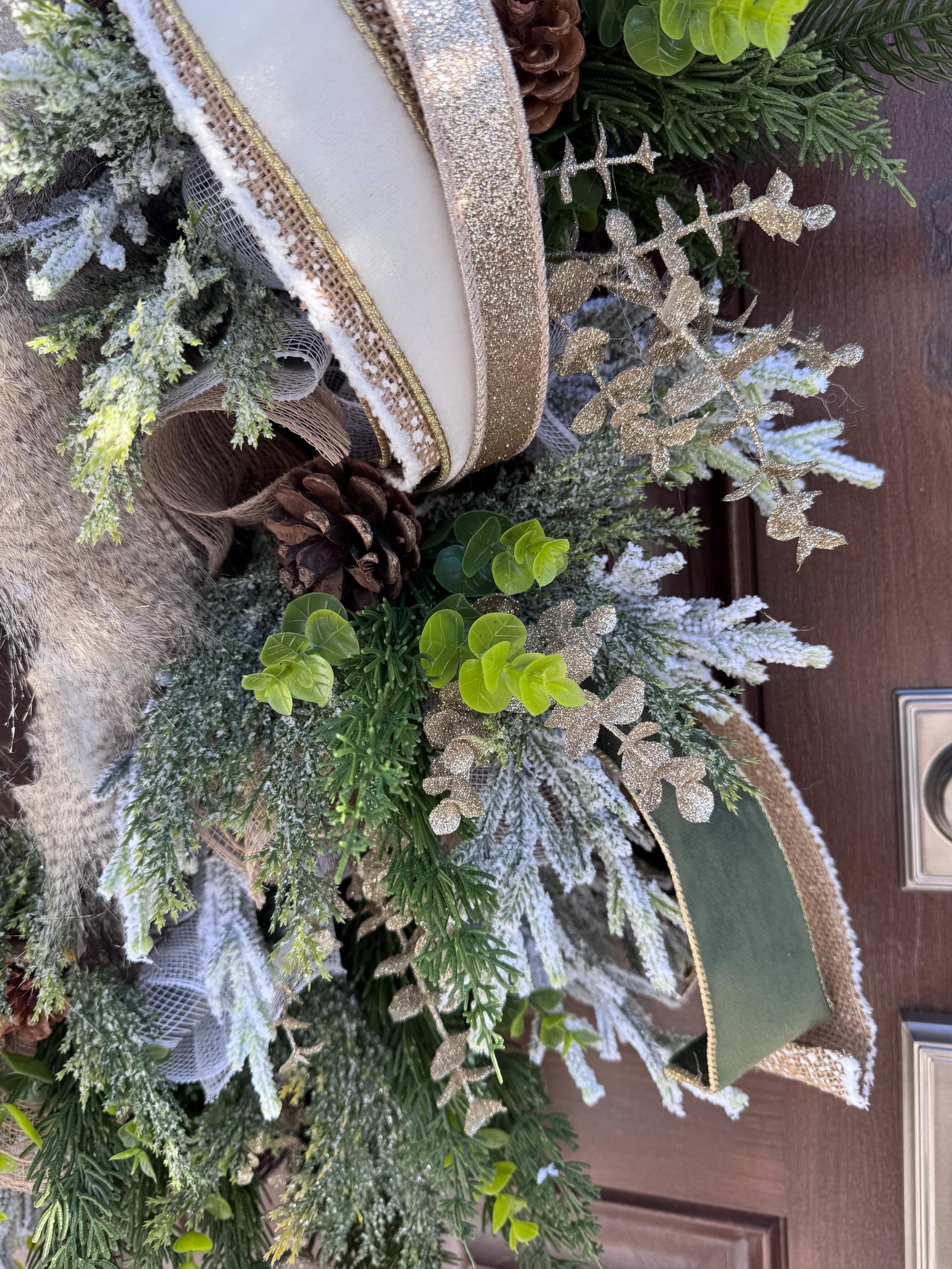 Rustic Winter Owl Wreath, Luxury Holiday Wall Hanger, Elegant Winter Wedding Centerpiece, Hostess Gift