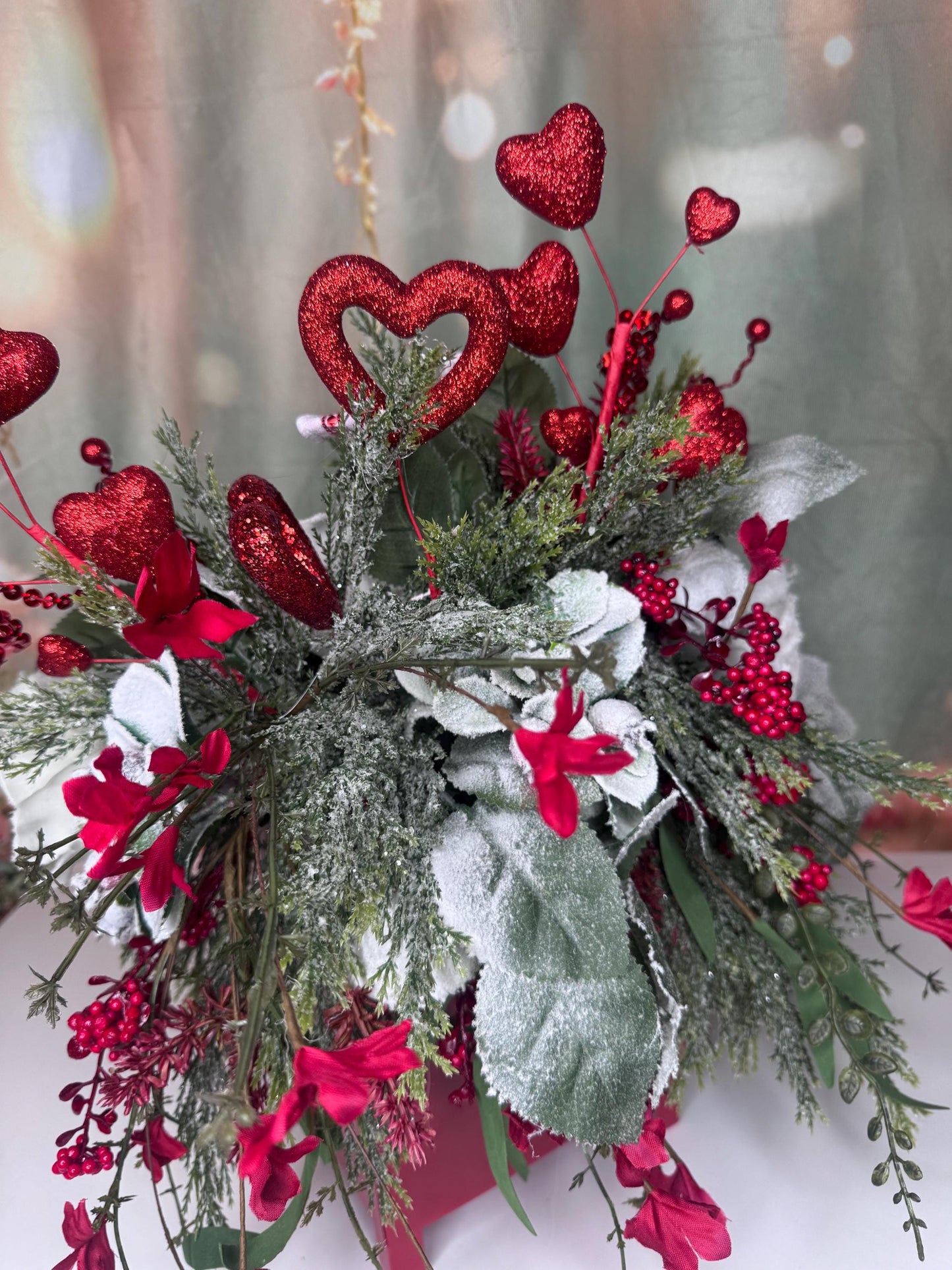 Valentine’s Red Mailbox Floral Arrangement | Love Is All You Need Decor | Romantic Valentine Centerpiece | Handmade Home Decor