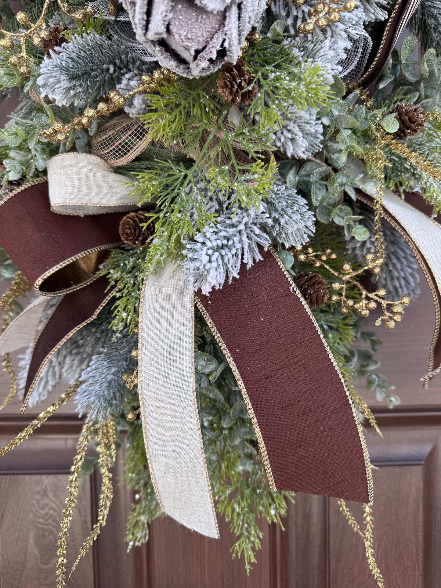 Rustic Winter Pinecone Wreath, Large Christmas Door Hanger, Woodland Holiday Wreath, Evergreen Farmhouse Decor