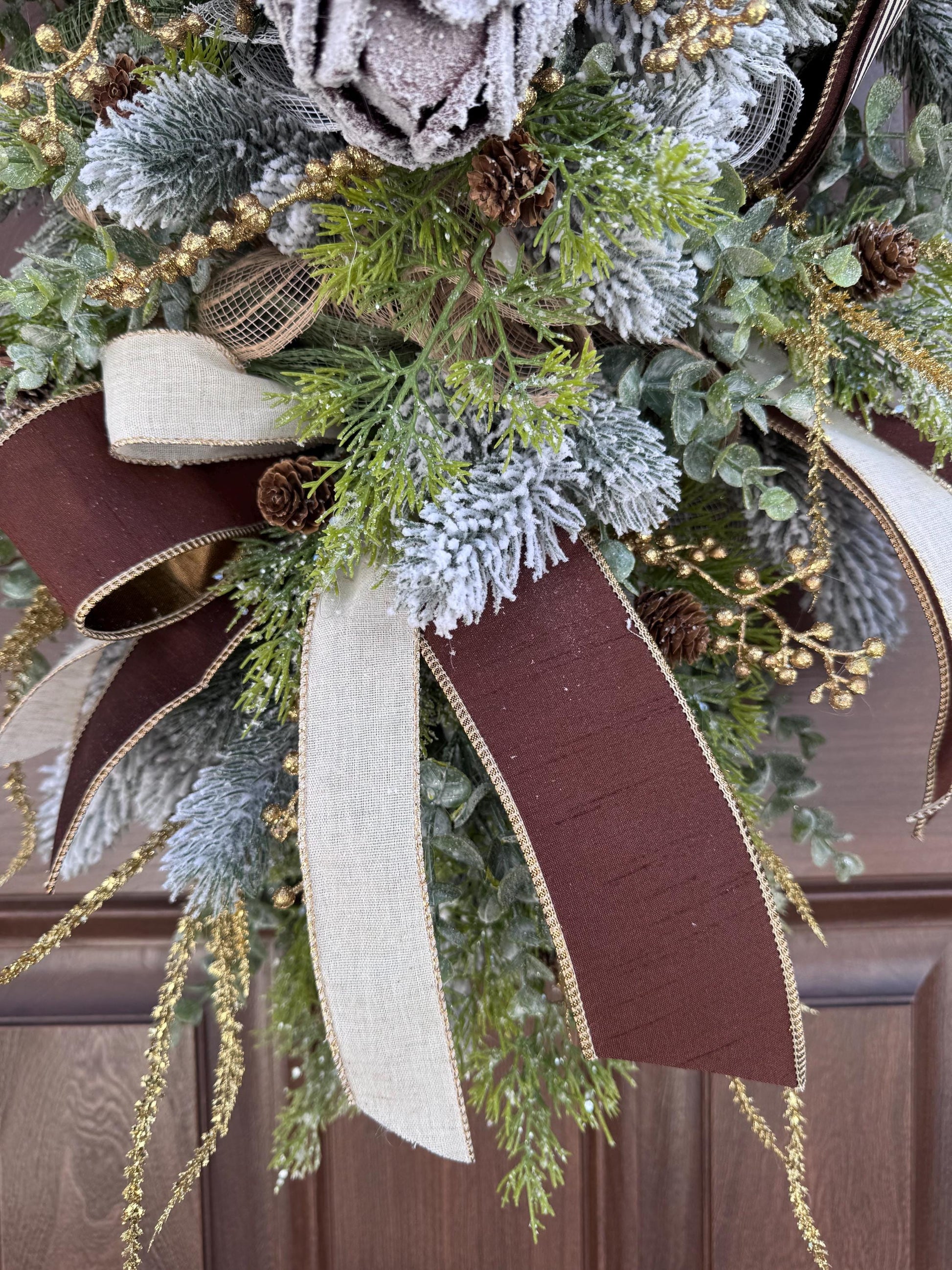 Rustic Winter Pinecone Wreath, Large Christmas Door Hanger, Woodland Holiday Wreath, Evergreen Farmhouse Decor