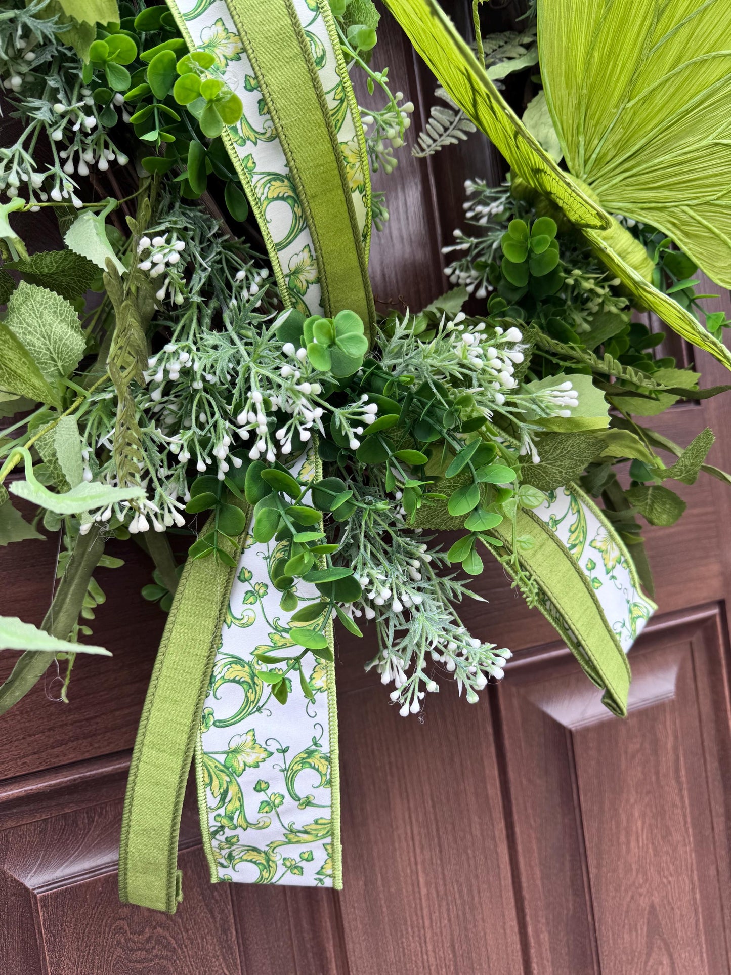 XL Chinoiserie Butterfly Grapevine Wreath, Green Spring Door Wreath, Everyday Door Hanger for Outdoor Porch, Gift for her Mom