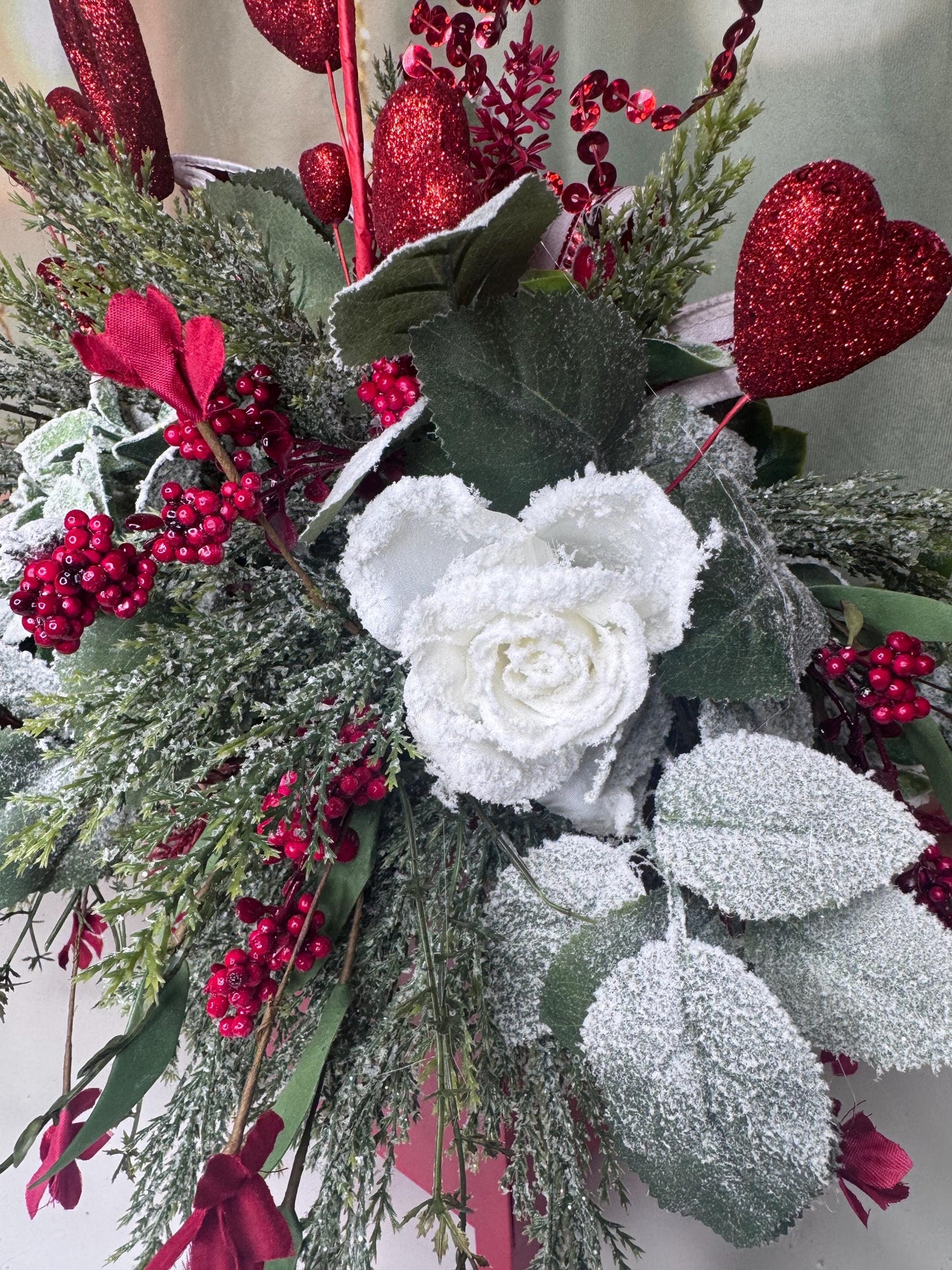 Valentine’s Red Mailbox Floral Arrangement | Love Is All You Need Decor | Romantic Valentine Centerpiece | Handmade Home Decor