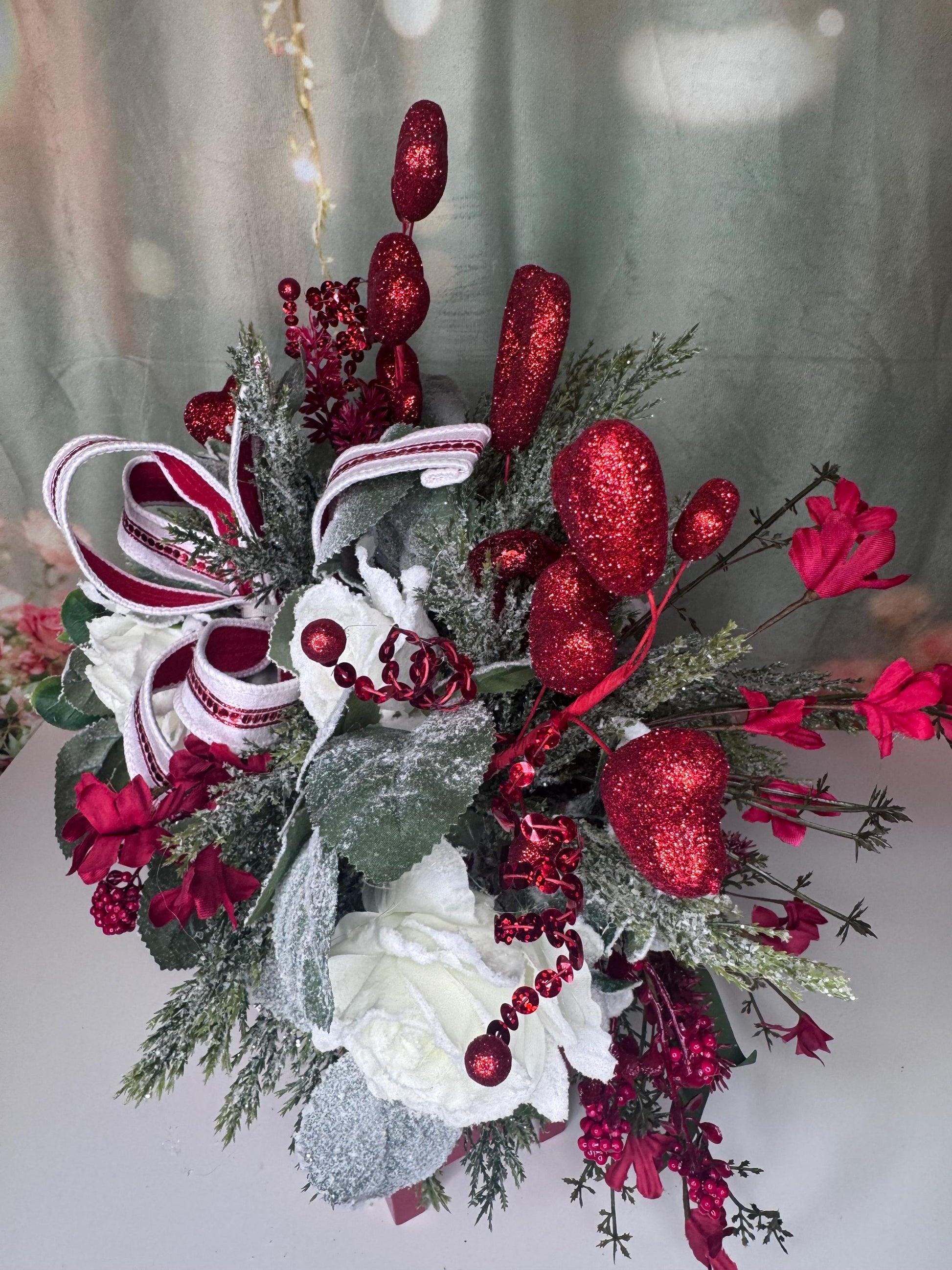 Valentine’s Red Mailbox Floral Arrangement | Love Is All You Need Decor | Romantic Valentine Centerpiece | Handmade Home Decor