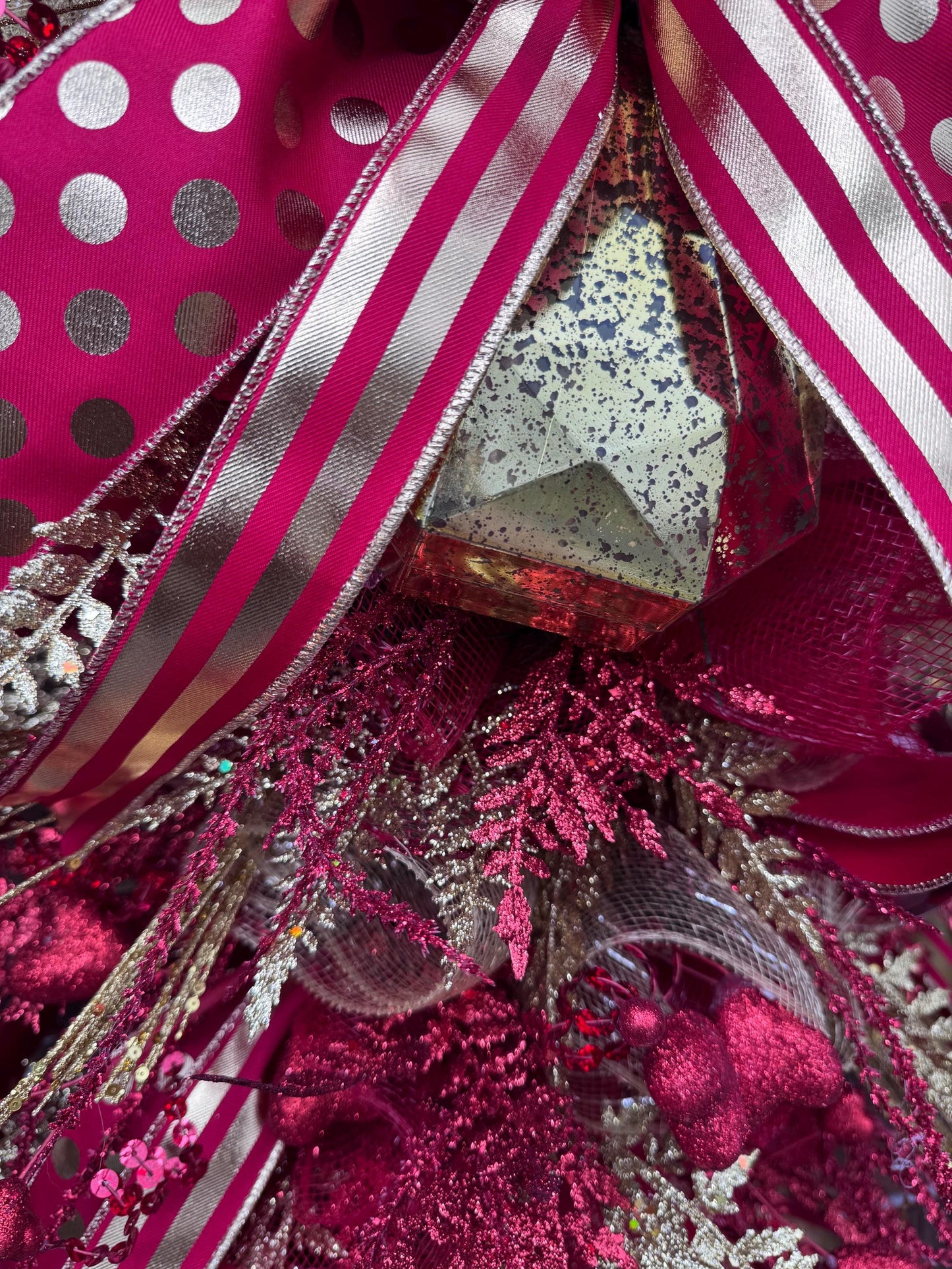 Red & Gold Valentine Door Swag | Elegant Heart Front Door Decor | Romantic Winter to Valentine Wreath Alternative