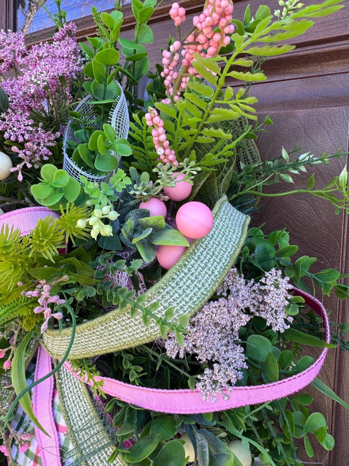 Spring Front Door Wreath, Pink & Green Floral Swag, Easter Door Decor, Mother’s Day Wreath, Everyday Spring Hanger