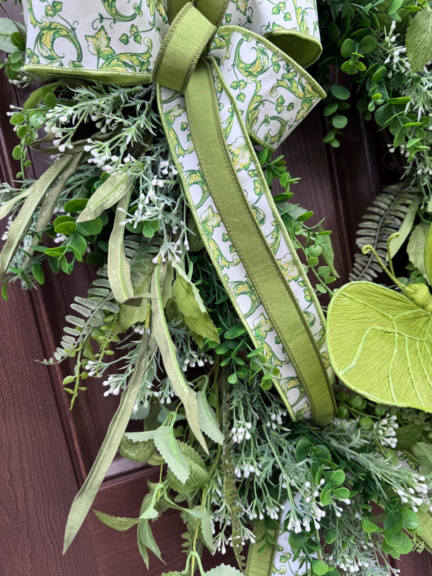 XL Chinoiserie Butterfly Grapevine Wreath, Green Spring Door Wreath, Everyday Door Hanger for Outdoor Porch, Gift for her Mom