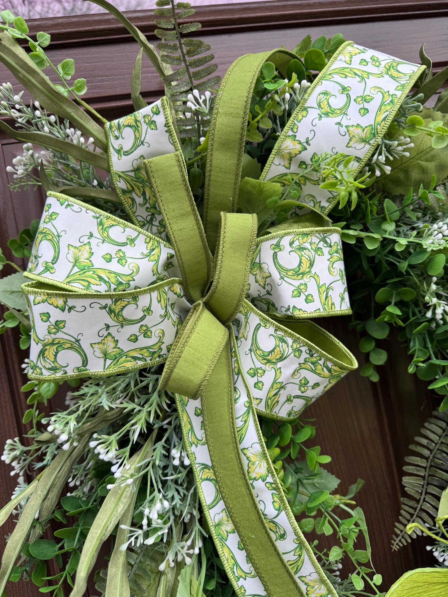 XL Chinoiserie Butterfly Grapevine Wreath, Green Spring Door Wreath, Everyday Door Hanger for Outdoor Porch, Gift for her Mom