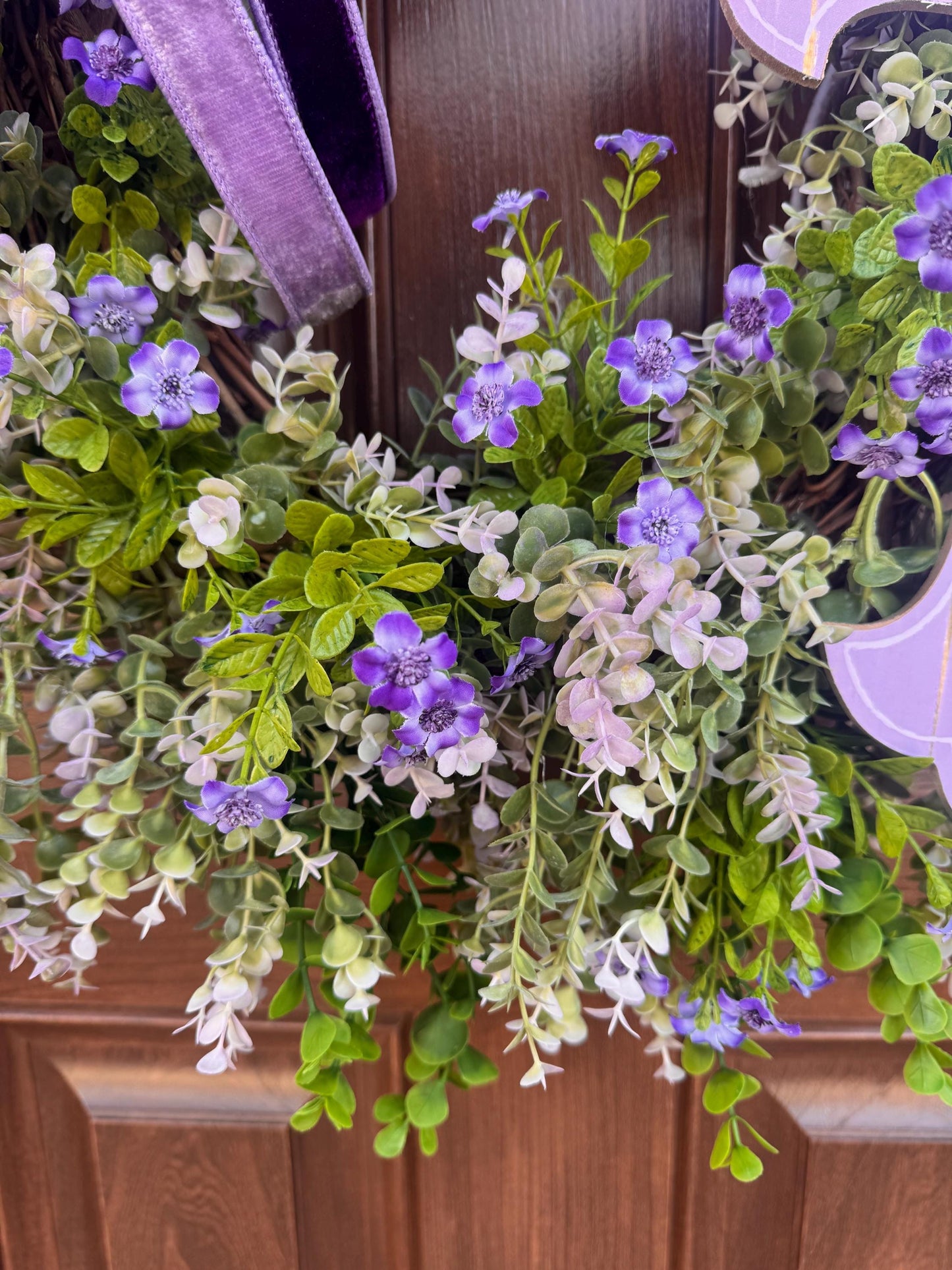 He Is Risen Easter Wreath, Purple Cross Spring Wreath, Christian Front Door Decor, Religious Hanger, Faith Based Spring Accent