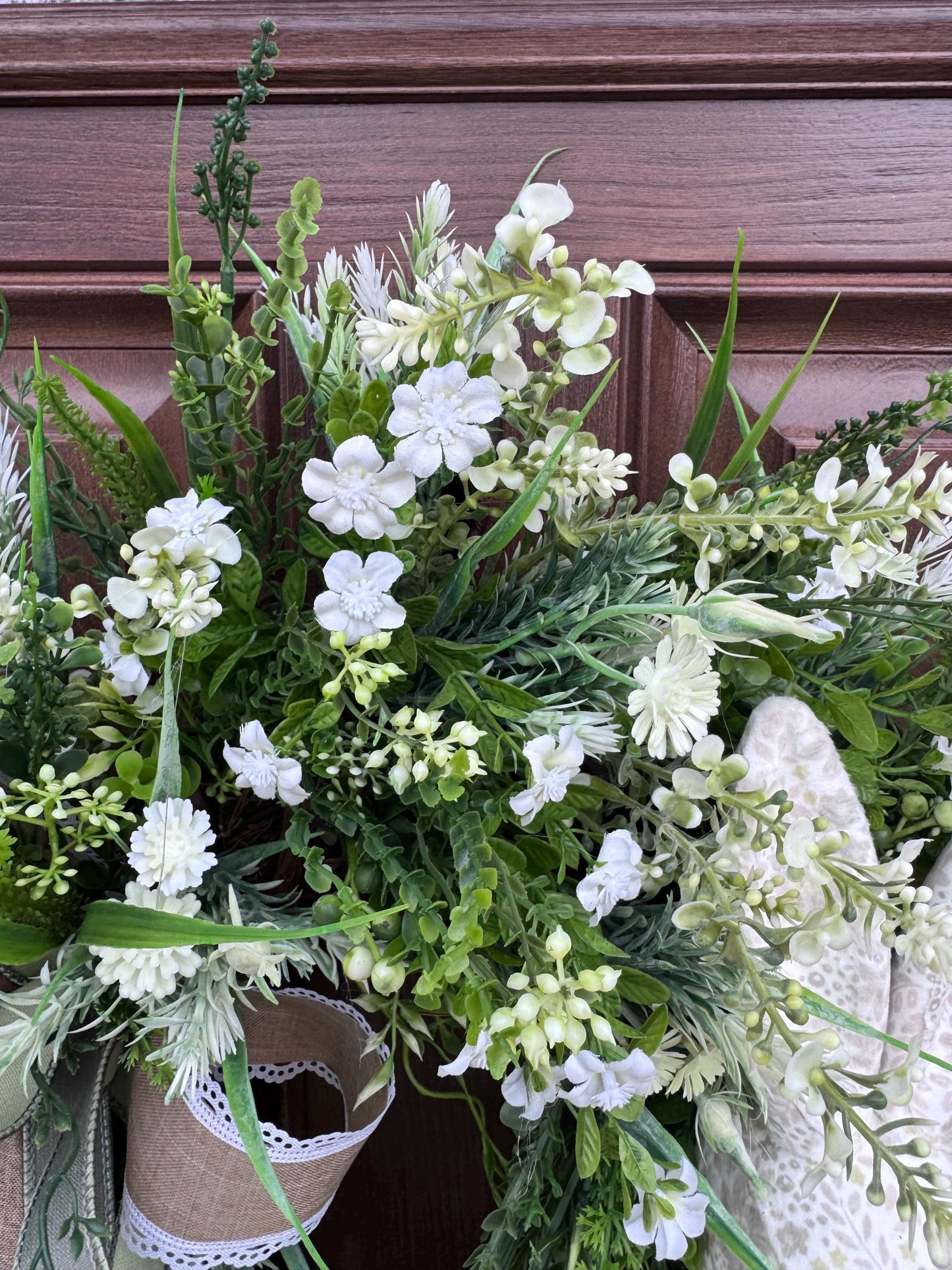 Handmade Easter Bunny Wreath – Spring Front Door Decor, Floral Grapevine Wreath, Rustic Farmhouse Wreath