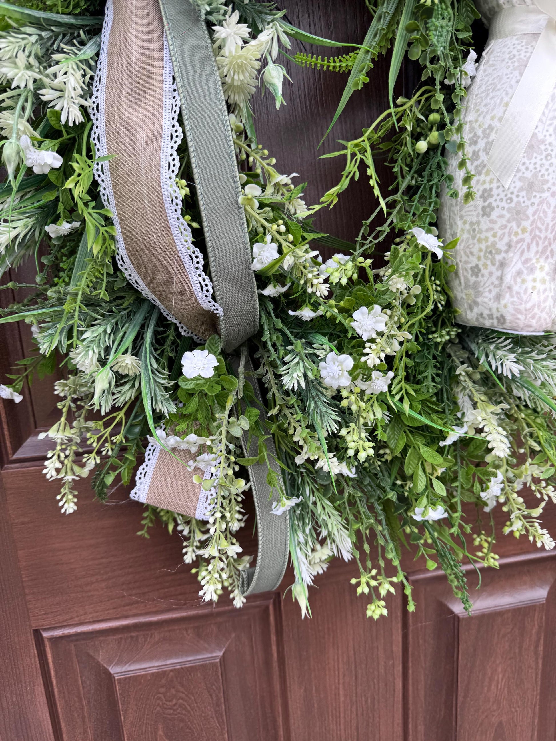 Handmade Easter Bunny Wreath – Spring Front Door Decor, Floral Grapevine Wreath, Rustic Farmhouse Wreath