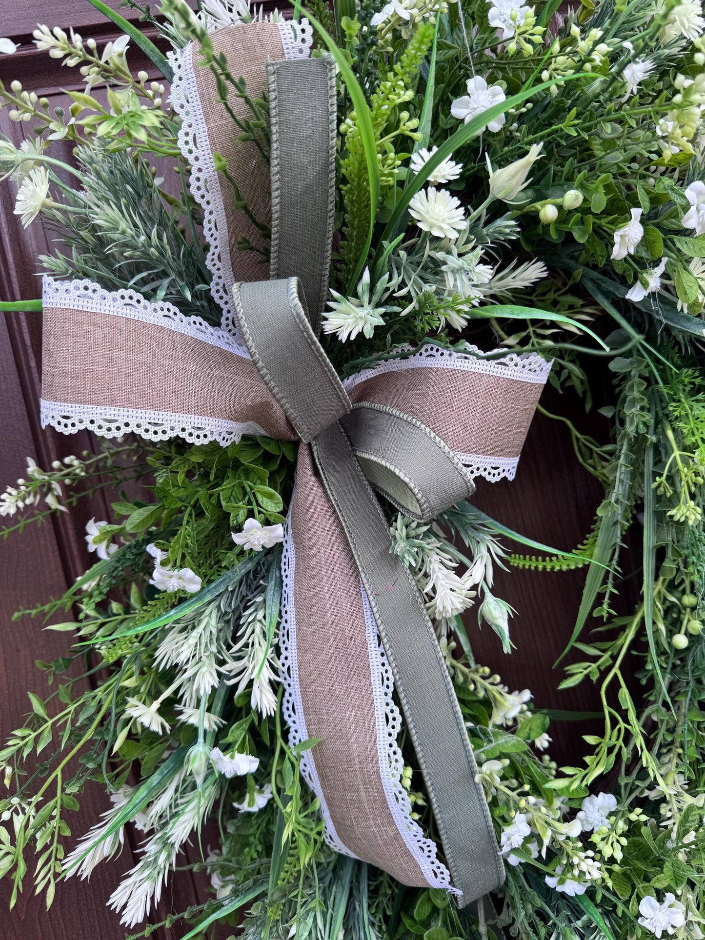 Handmade Easter Bunny Wreath – Spring Front Door Decor, Floral Grapevine Wreath, Rustic Farmhouse Wreath