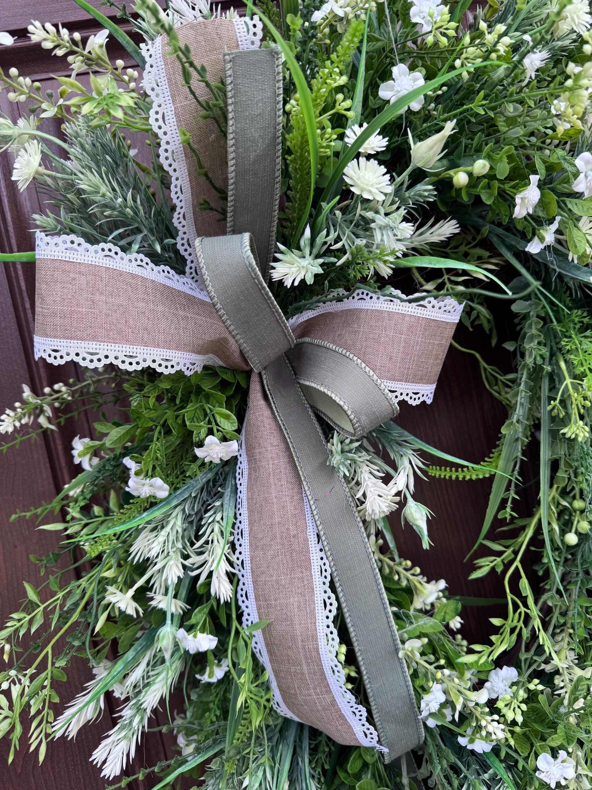 Handmade Easter Bunny Wreath – Spring Front Door Decor, Floral Grapevine Wreath, Rustic Farmhouse Wreath