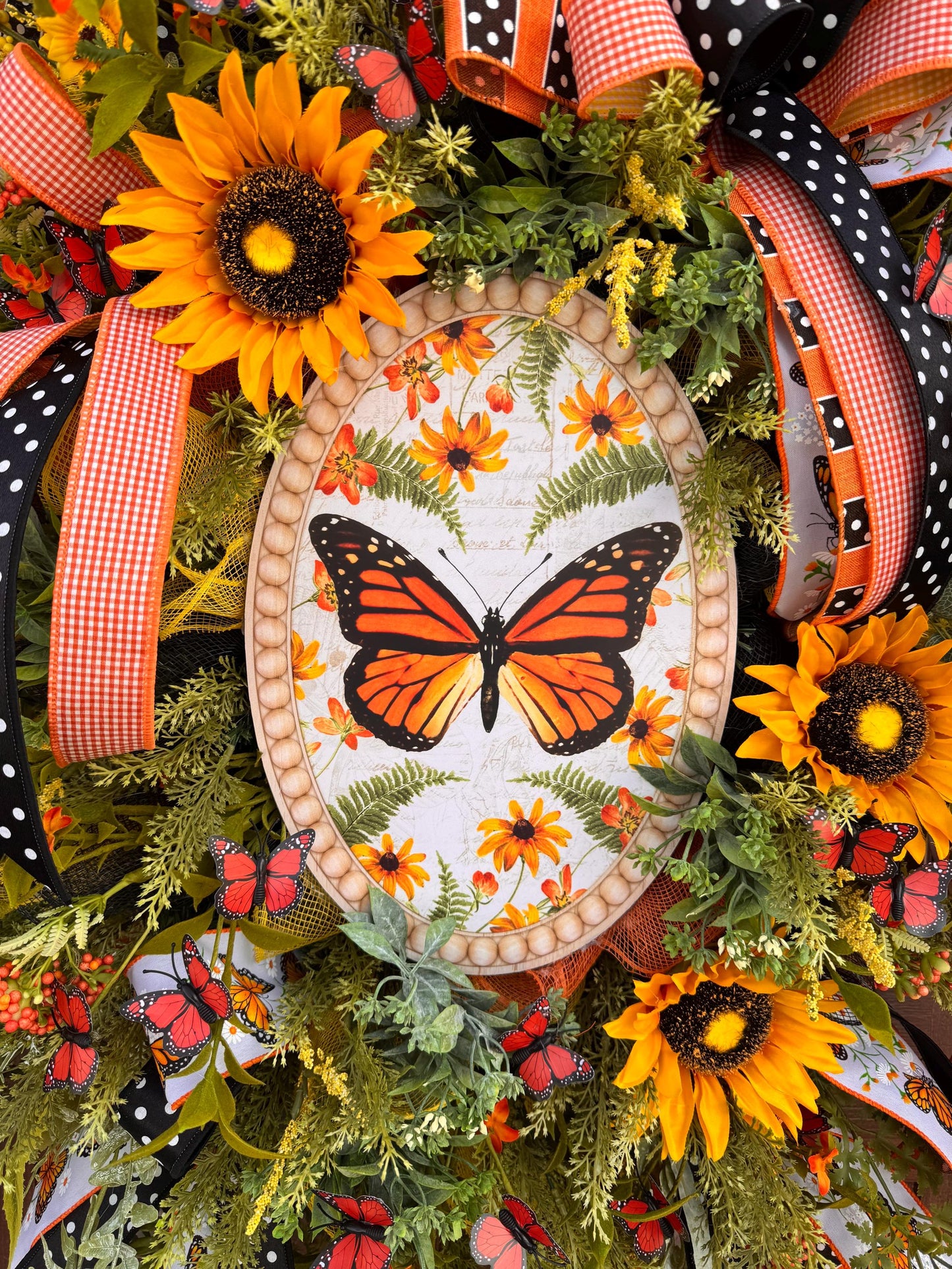 Monarch Butterfly Wreath, Spring Home Decor for Outdoor Porch, Floral Butterfly Decor, Everyday Wreath Birthday Gift for Her Mom