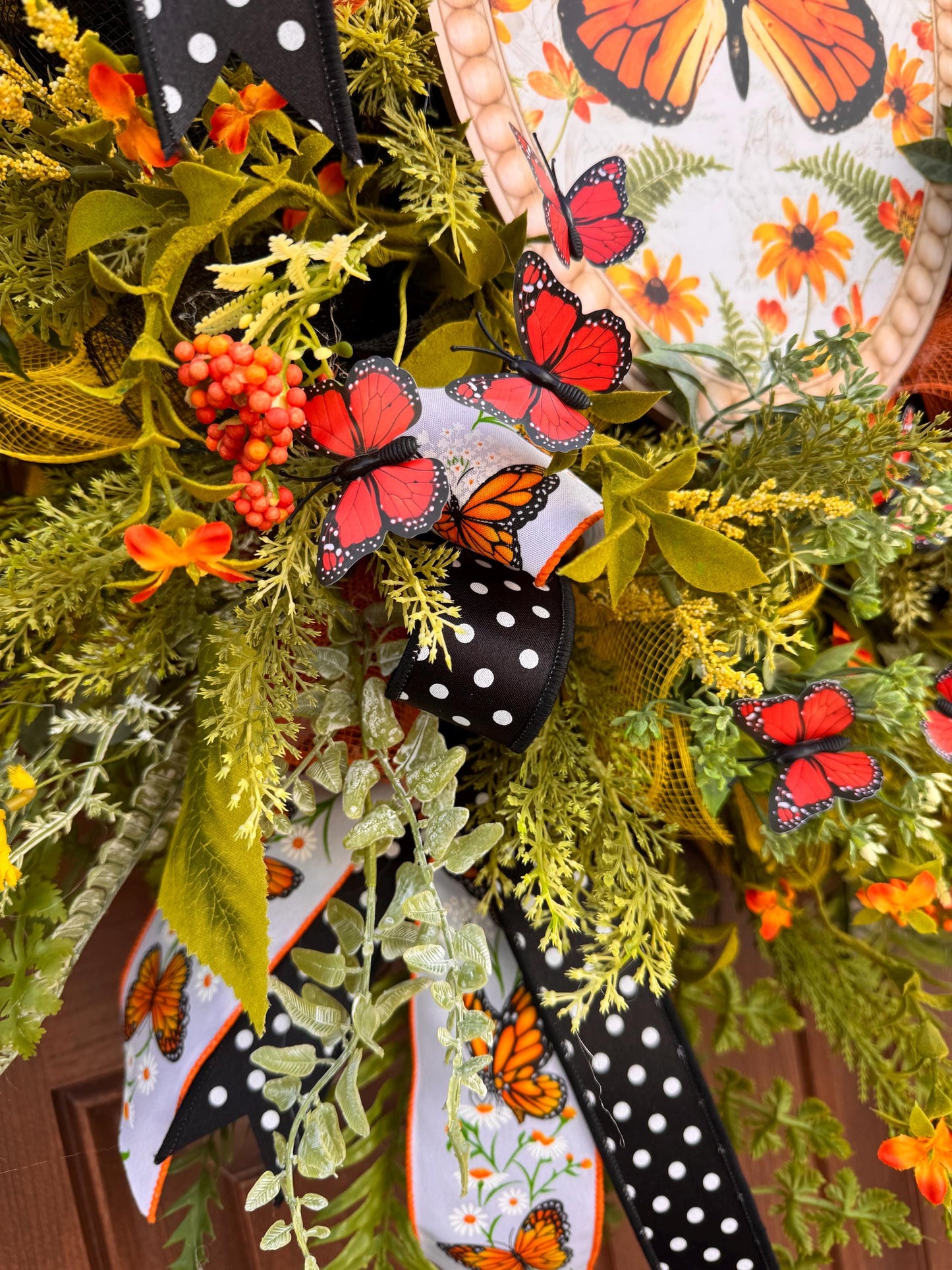 Monarch Butterfly Wreath, Spring Home Decor for Outdoor Porch, Floral Butterfly Decor, Everyday Wreath Birthday Gift for Her Mom