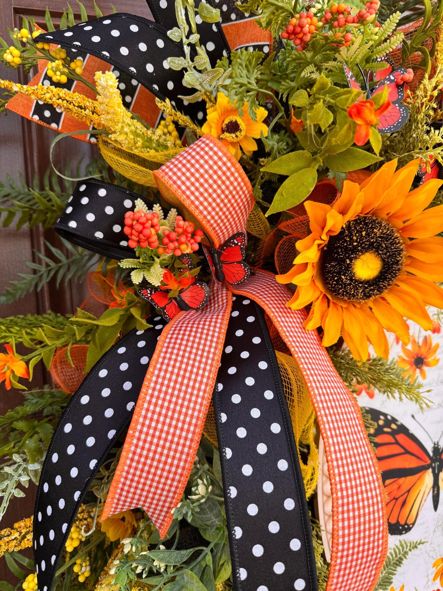 Monarch Butterfly Wreath, Spring Home Decor for Outdoor Porch, Floral Butterfly Decor, Everyday Wreath Birthday Gift for Her Mom