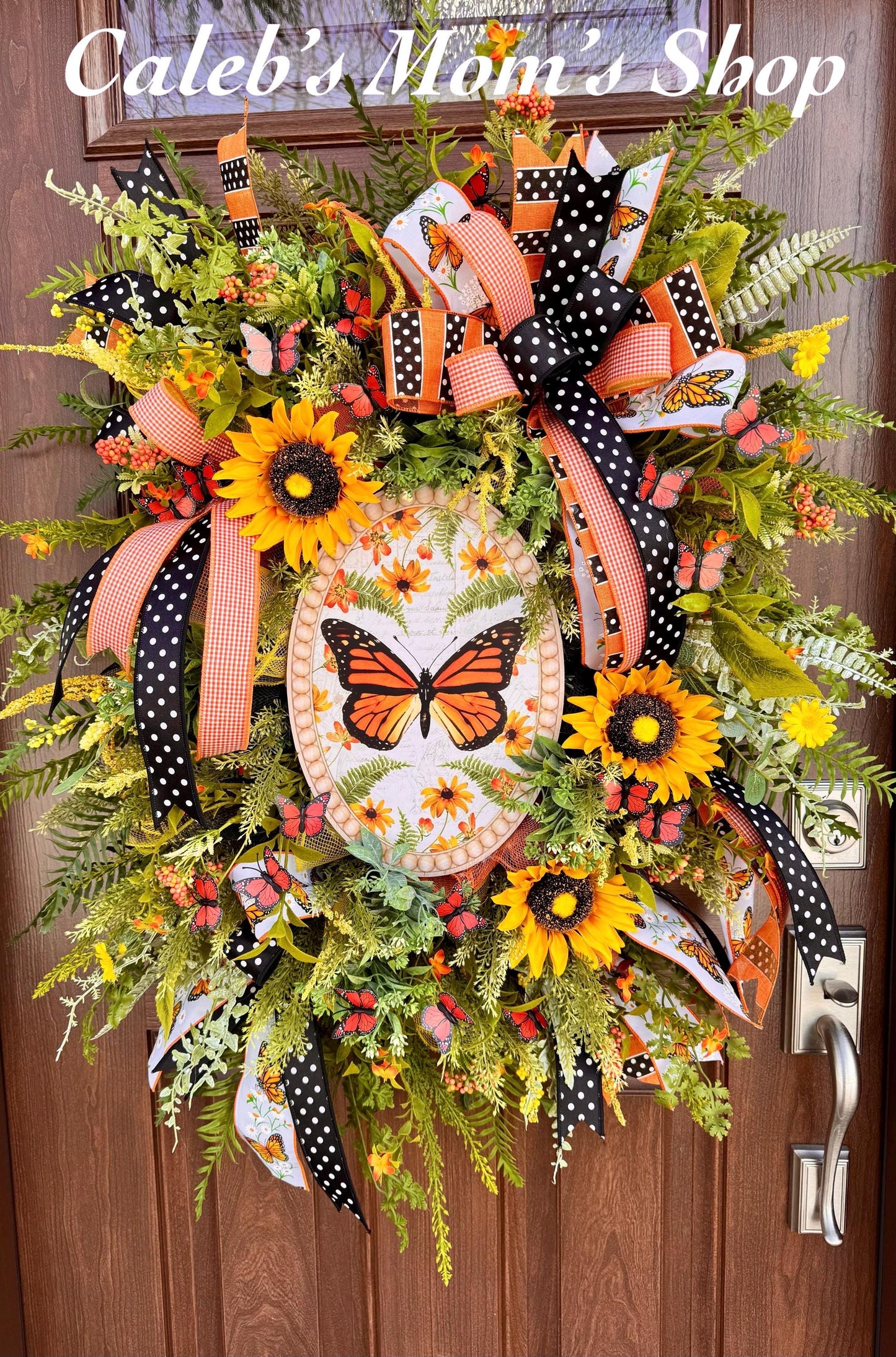 Monarch Butterfly Wreath, Spring Home Decor for Outdoor Porch, Floral Butterfly Decor, Everyday Wreath Birthday Gift for Her Mom