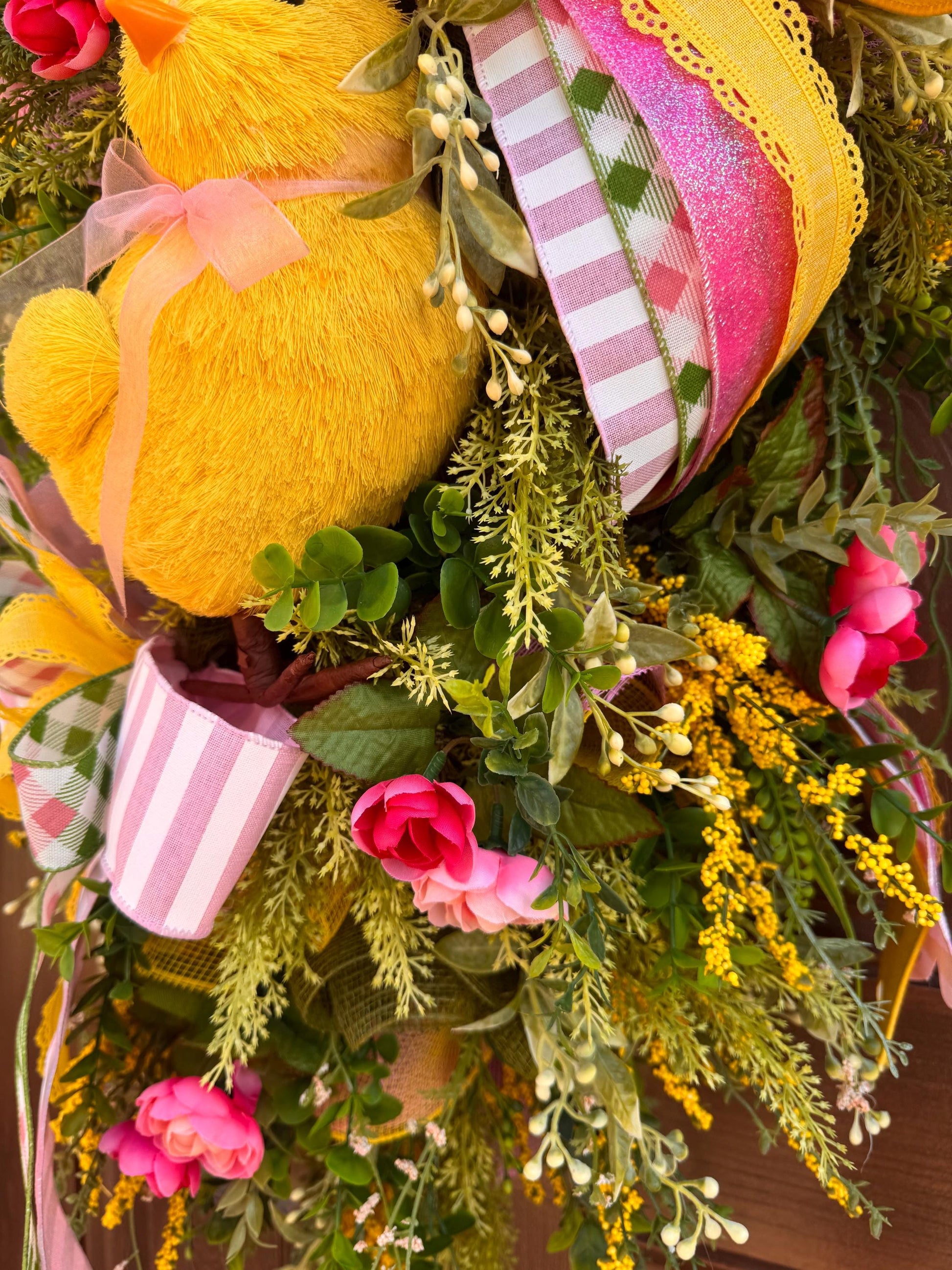 Easter Chick Wreath for Front Door, Spring Home Decor for Outdoor Porch