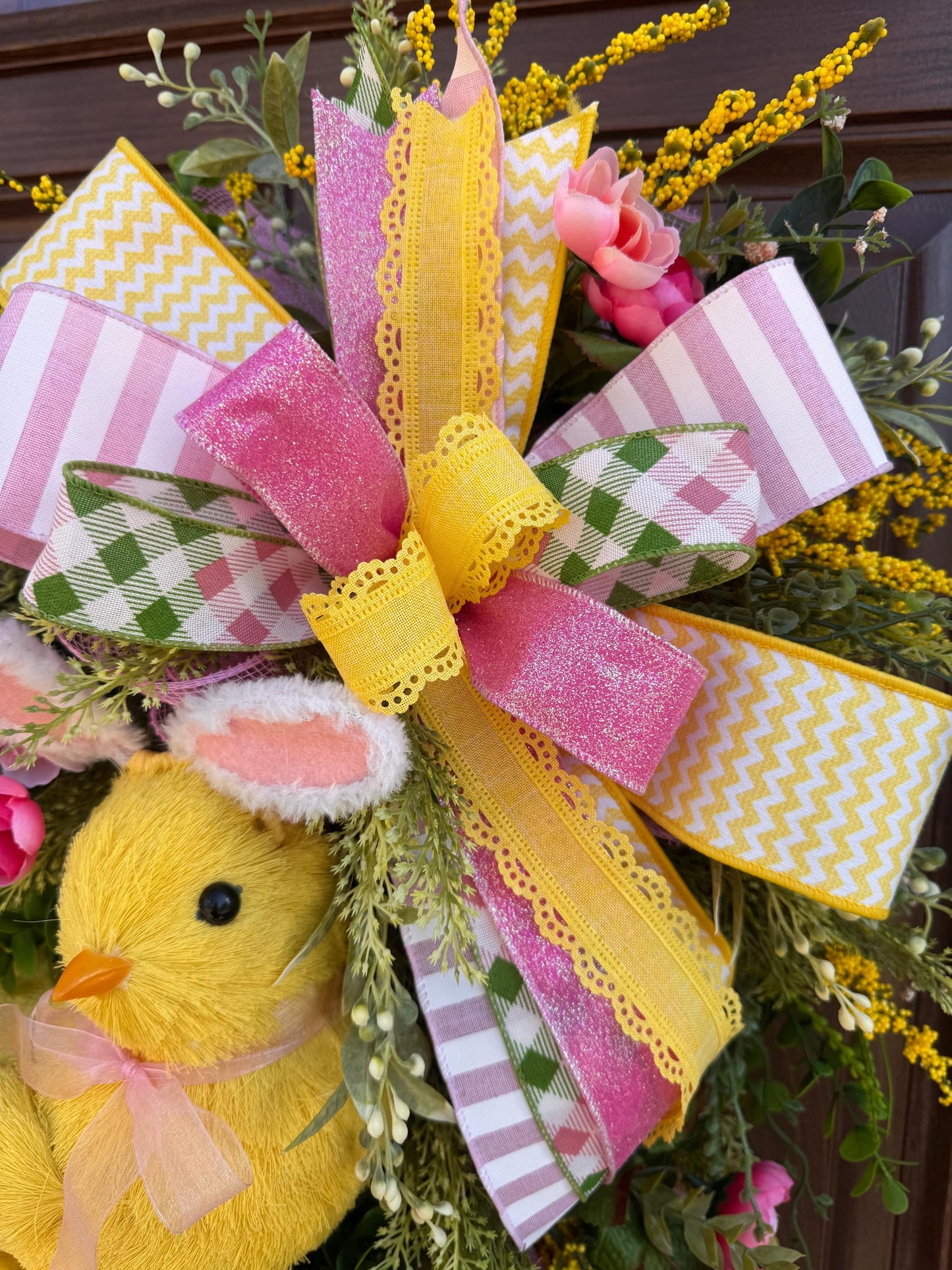 Easter Chick Wreath for Front Door, Spring Home Decor for Outdoor Porch