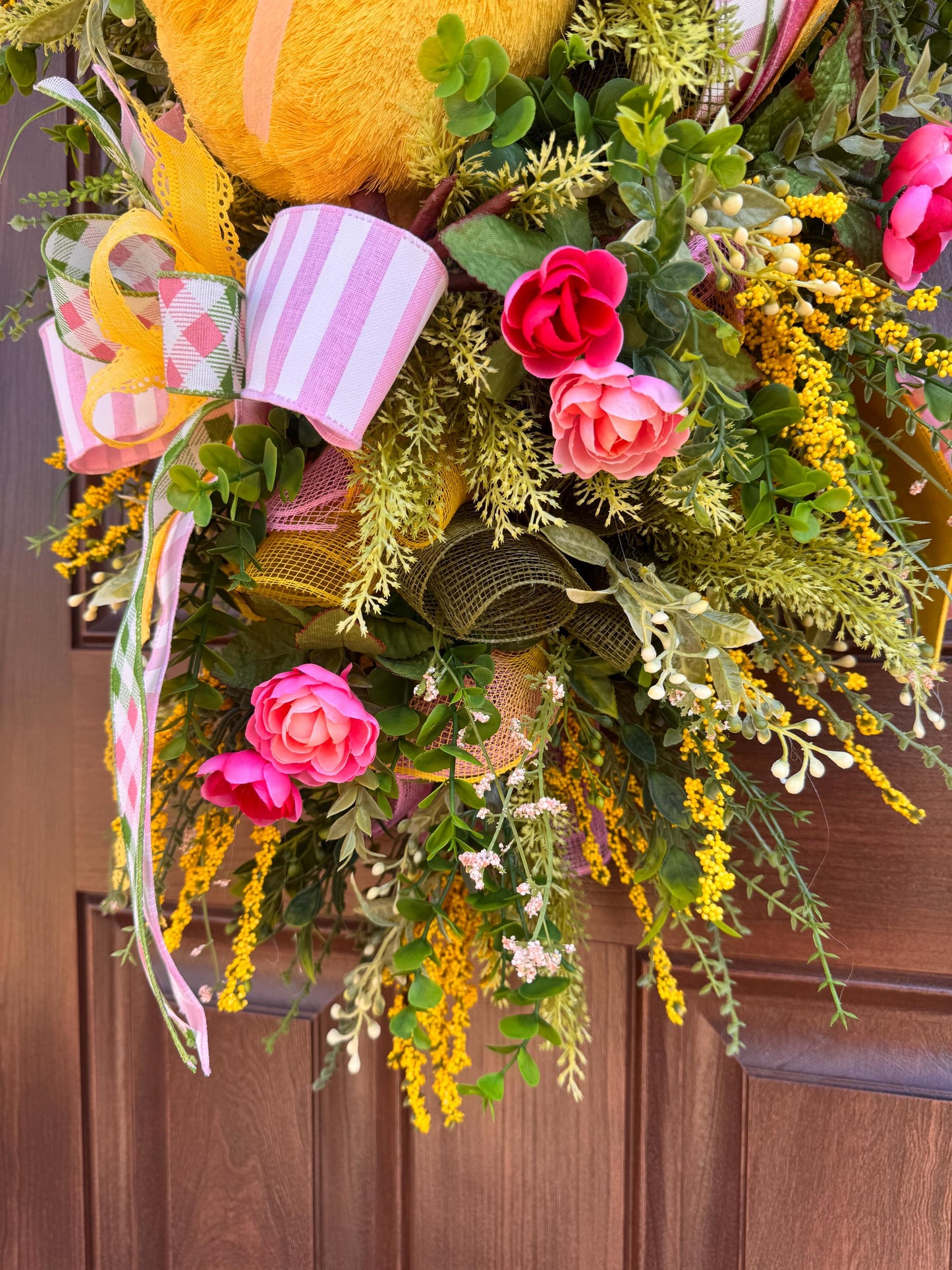 Easter Chick Wreath for Front Door, Spring Home Decor for Outdoor Porch