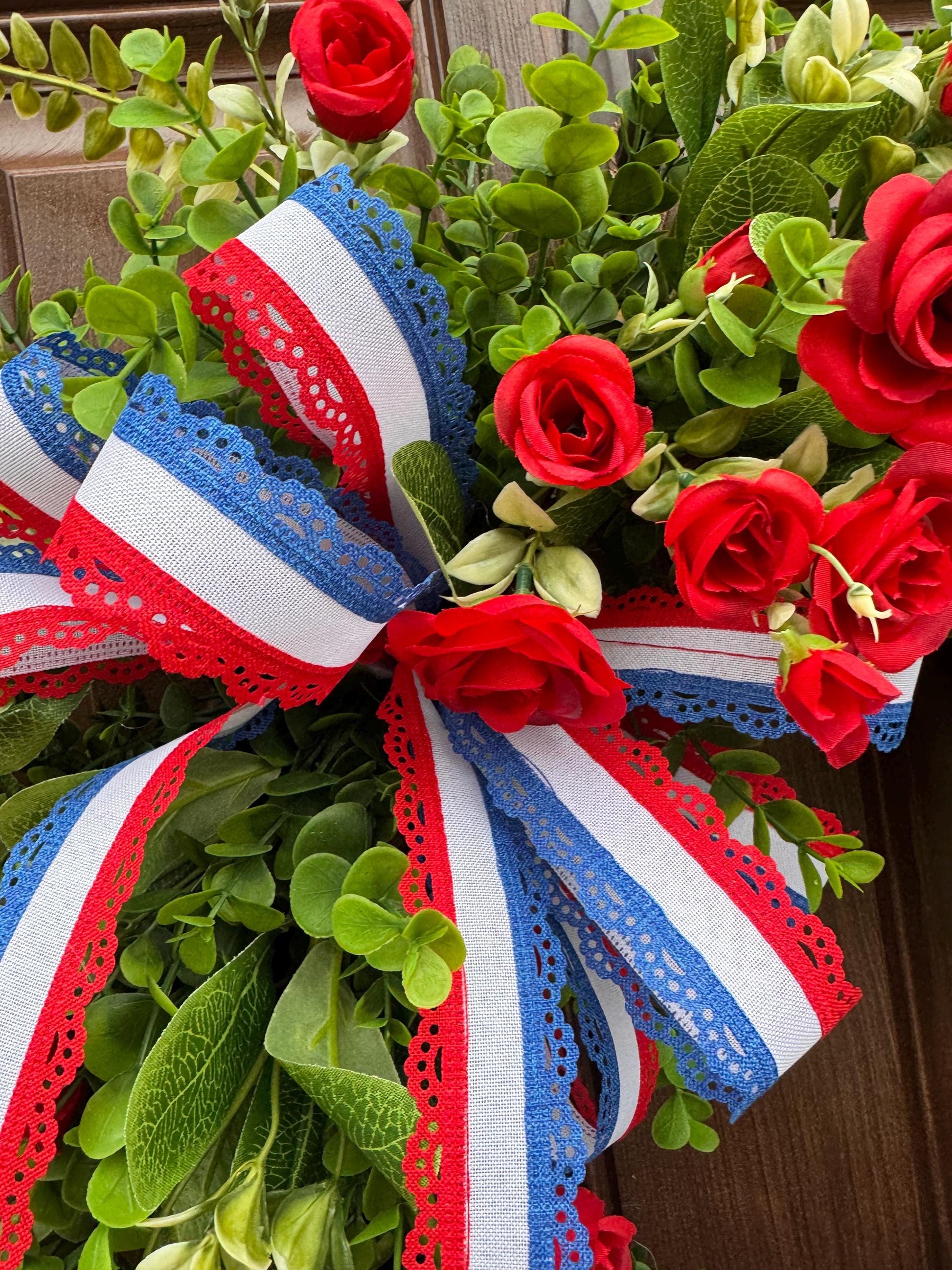 Patriotic Grapevine Wreath, Red White and Blue Front Door Wreath, Fourth of July Wreath, Memorial Day Decor, Americana Summer Door Wreath
