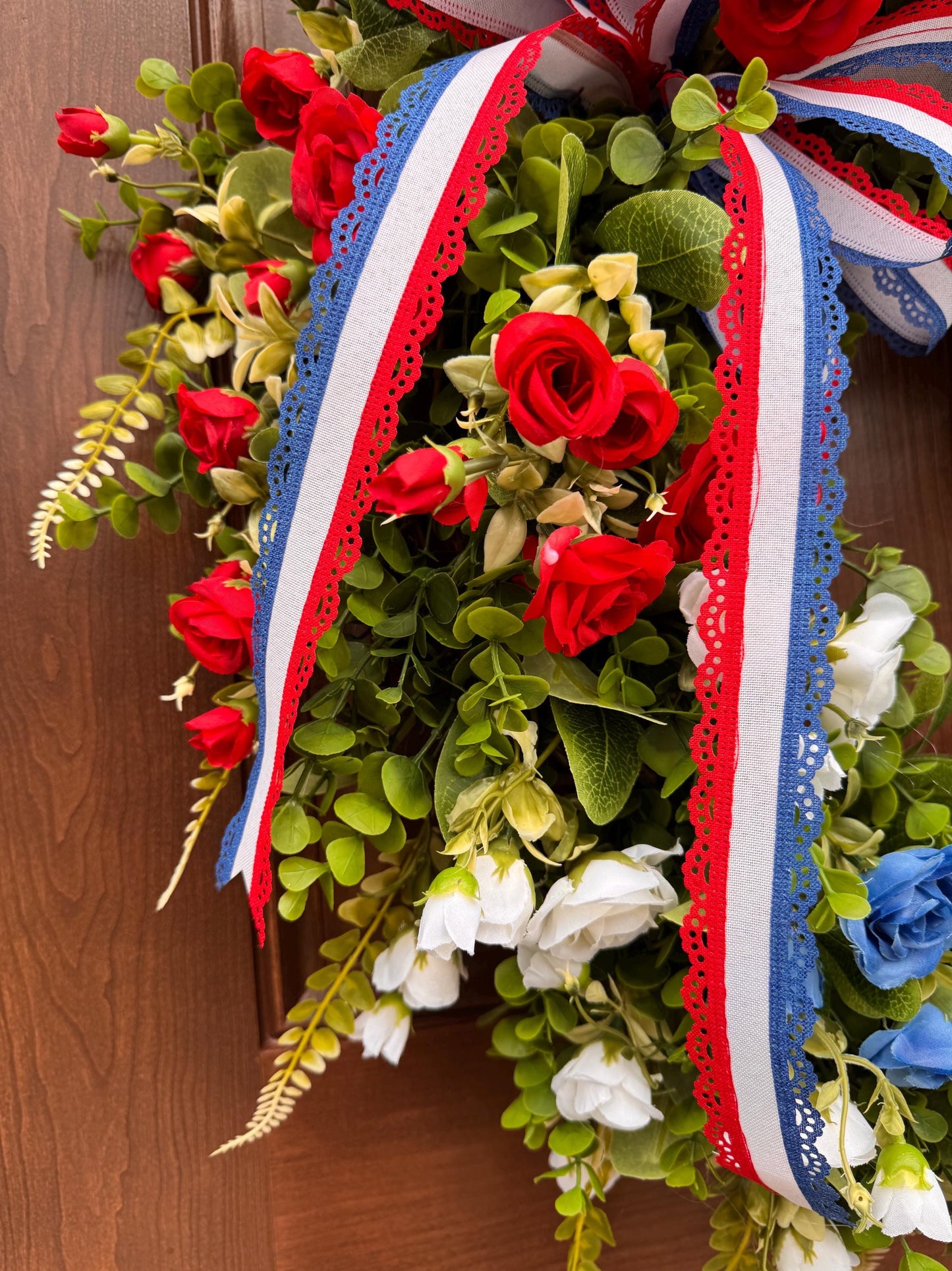 Patriotic Grapevine Wreath, Red White and Blue Front Door Wreath, Fourth of July Wreath, Memorial Day Decor, Americana Summer Door Wreath