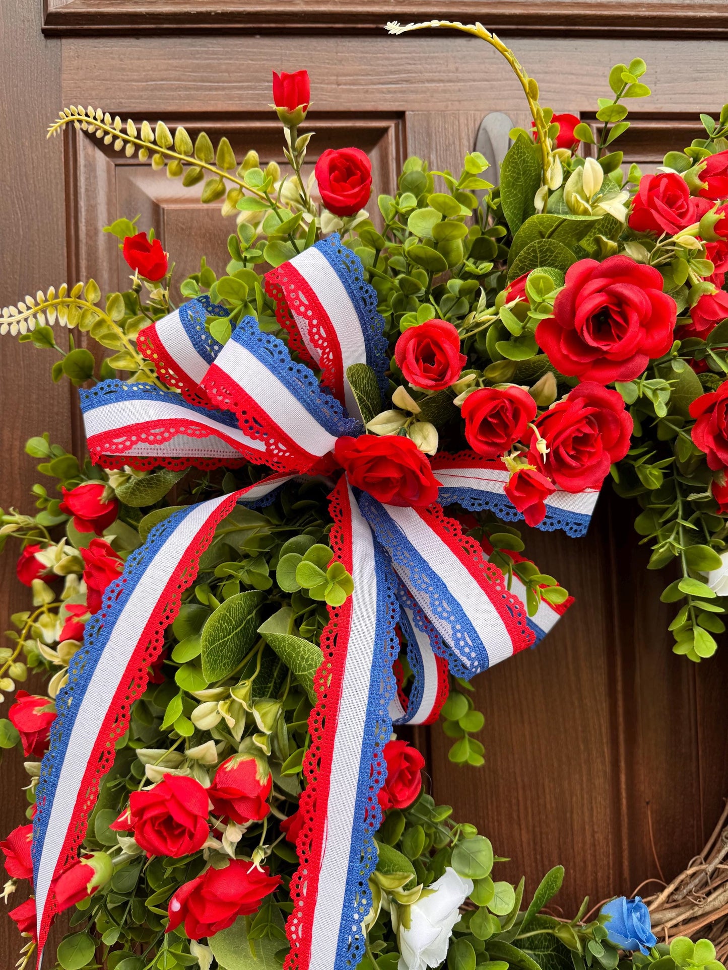 Patriotic Grapevine Wreath, Red White and Blue Front Door Wreath, Fourth of July Wreath, Memorial Day Decor, Americana Summer Door Wreath