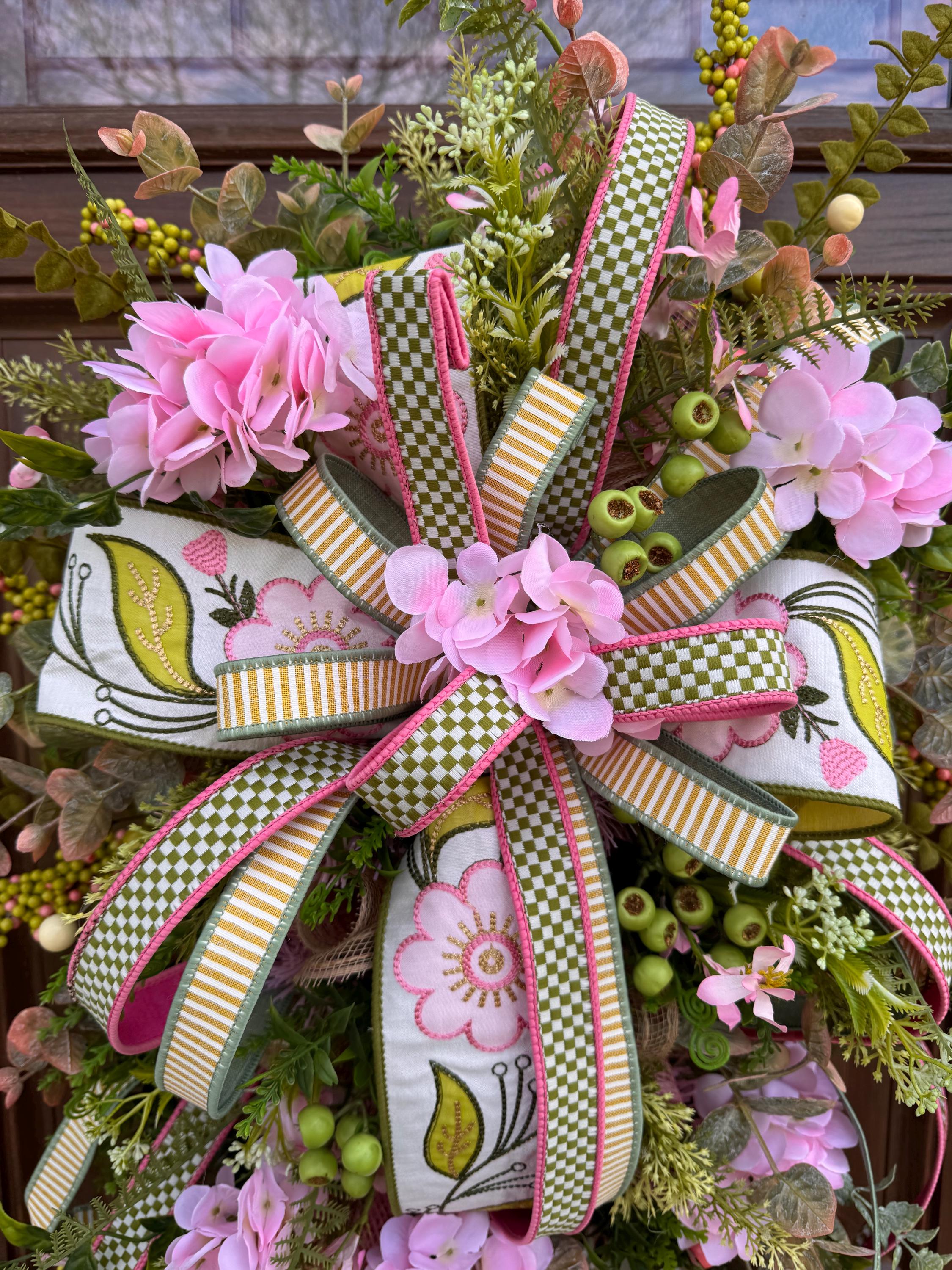 Pink Hydrangea Door Swag | Teardrop Spring Summer Wreath – Caleb's