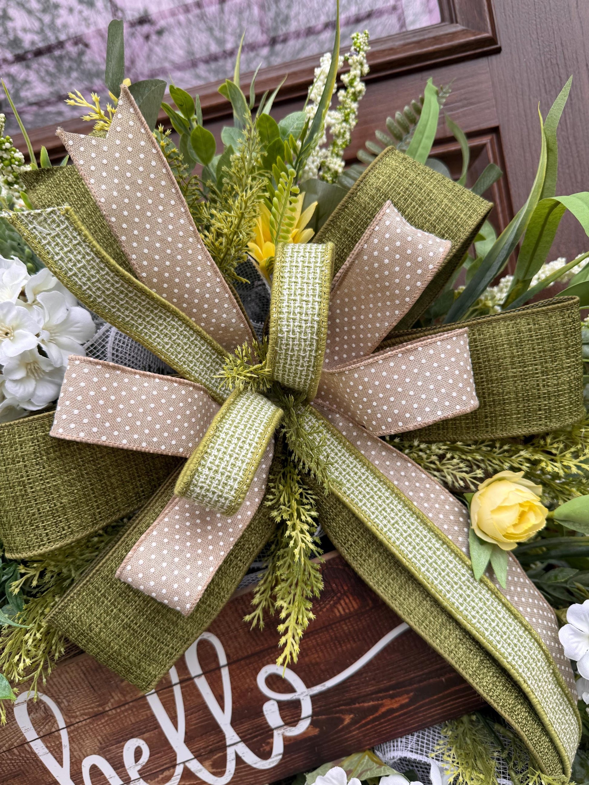 Spring Floral Wreath, Rustic Welcome Door Wreath, Greenery Hydrangea Wreath, Farmhouse Front Door Decor
