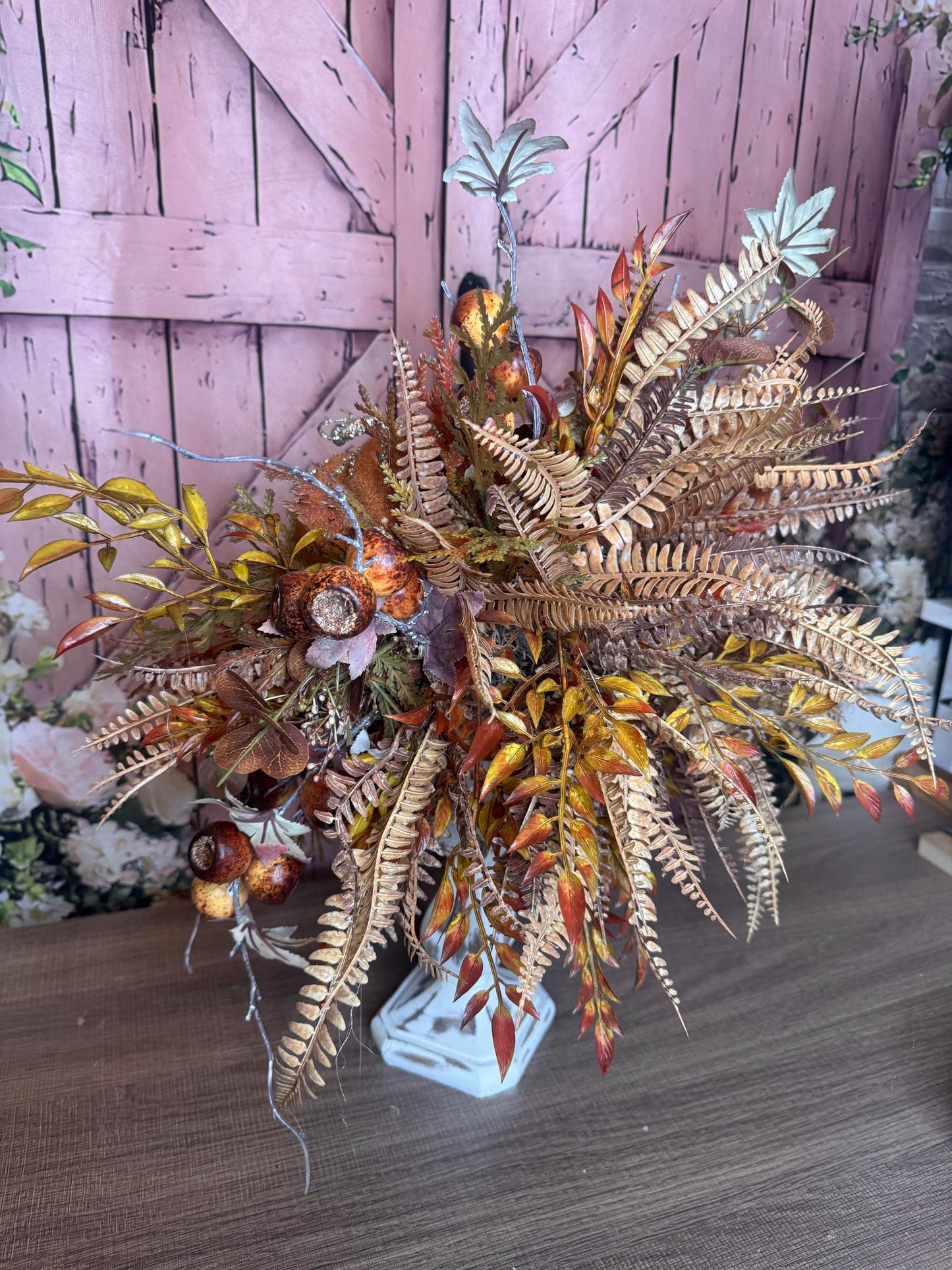Elegant Fall Pumpkin Candlestick Arrangement | Rustic Autumn Table Centerpiece | Handmade Fall Decor