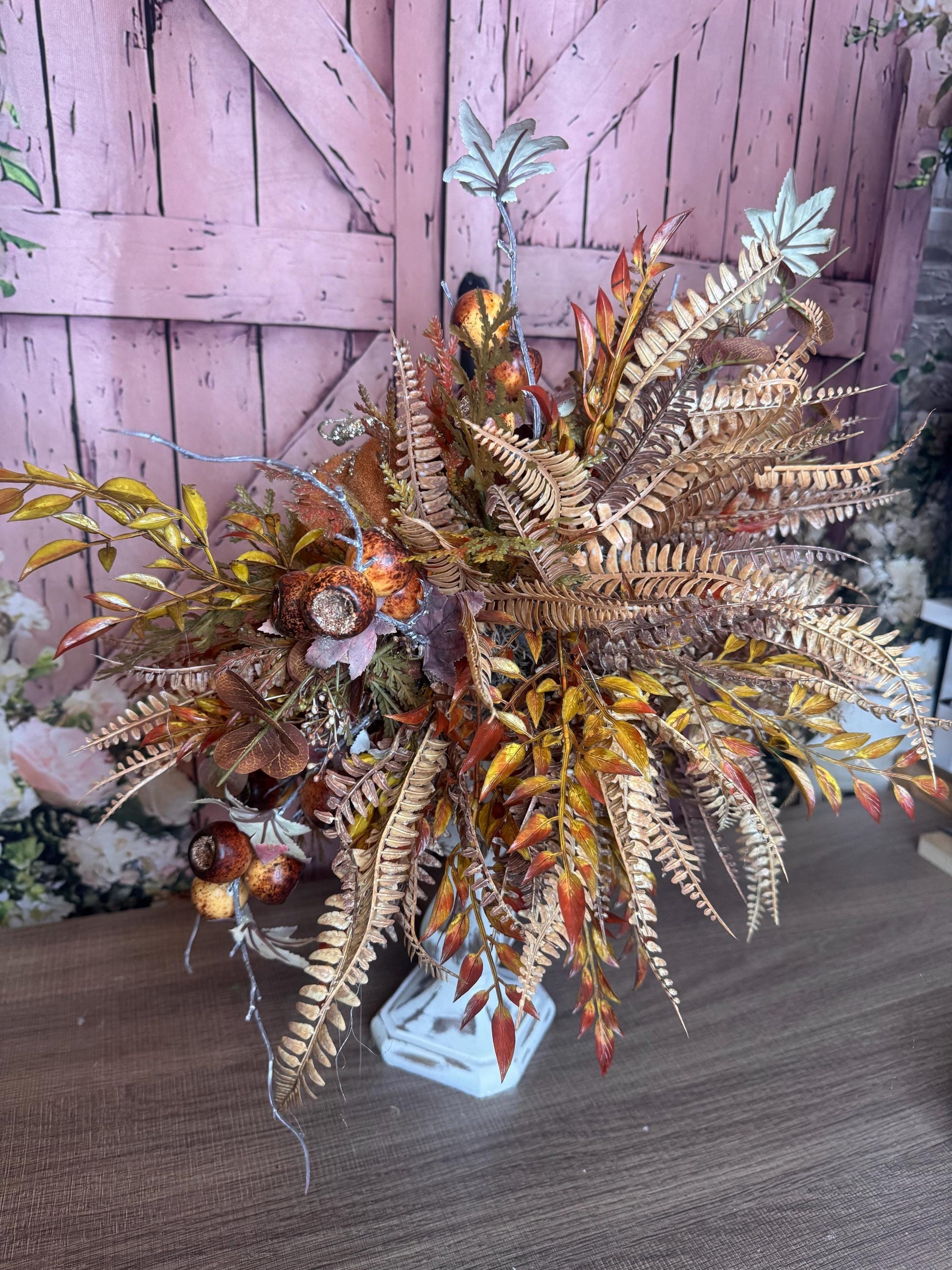 Elegant Fall Pumpkin Candlestick Arrangement | Rustic Autumn Table Centerpiece | Handmade Fall Decor
