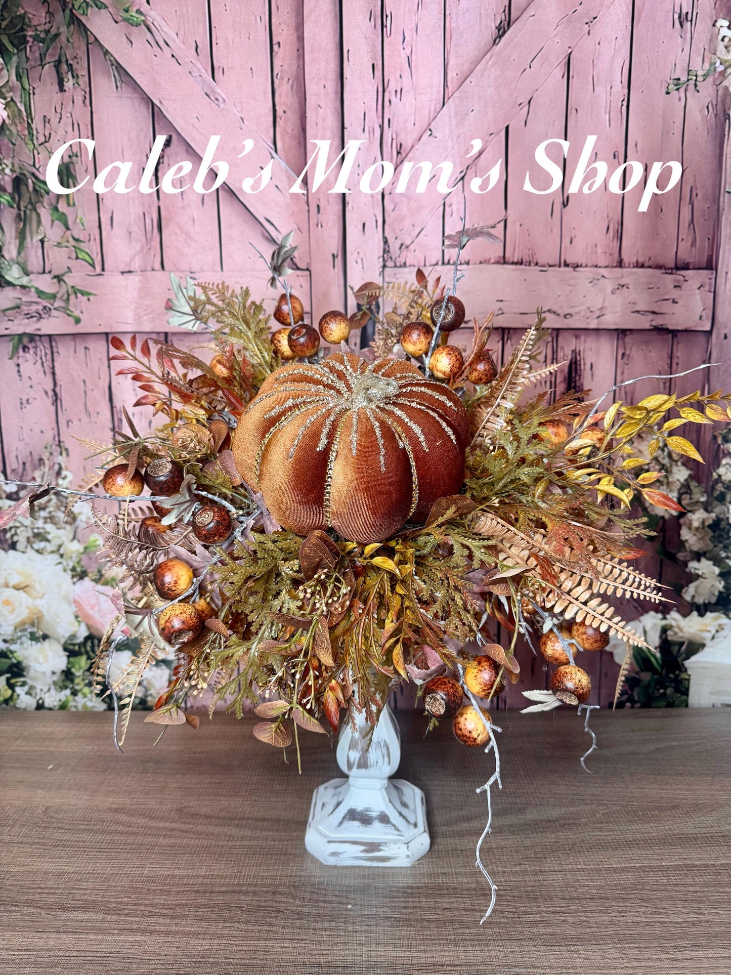 Elegant Fall Pumpkin Candlestick Arrangement | Rustic Autumn Table Centerpiece | Handmade Fall Decor
