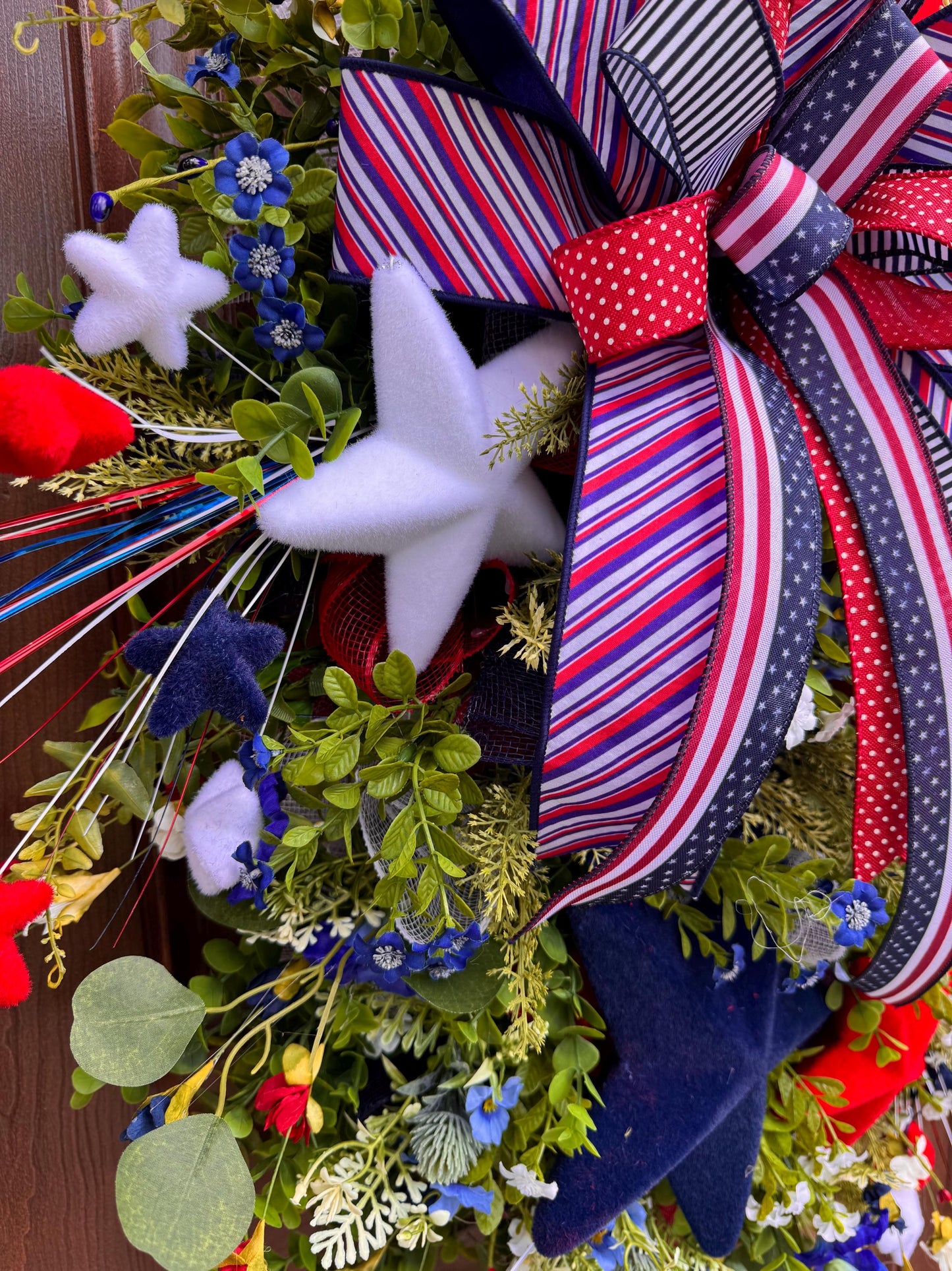 Patriotic Star Wreath for Front Door, Red White and Blue Summer Wreath, 4th of July Decor, Memorial Day Wreath, Americana Door Hanger