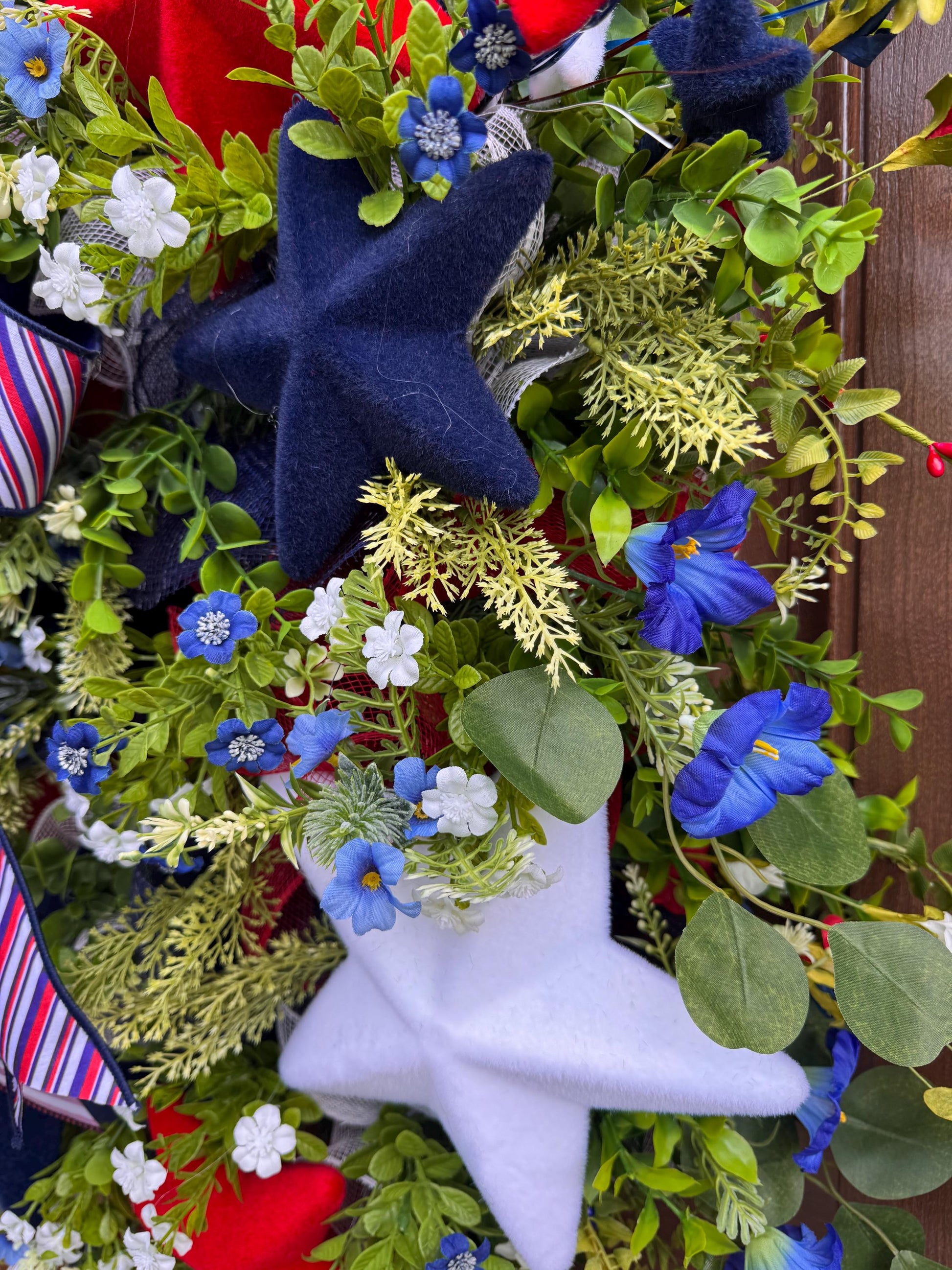 Patriotic Star Wreath for Front Door, Red White and Blue Summer Wreath, 4th of July Decor, Memorial Day Wreath, Americana Door Hanger