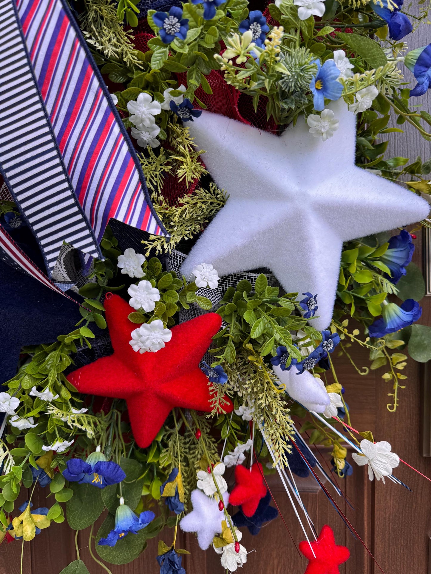 Patriotic Star Wreath for Front Door, Red White and Blue Summer Wreath, 4th of July Decor, Memorial Day Wreath, Americana Door Hanger