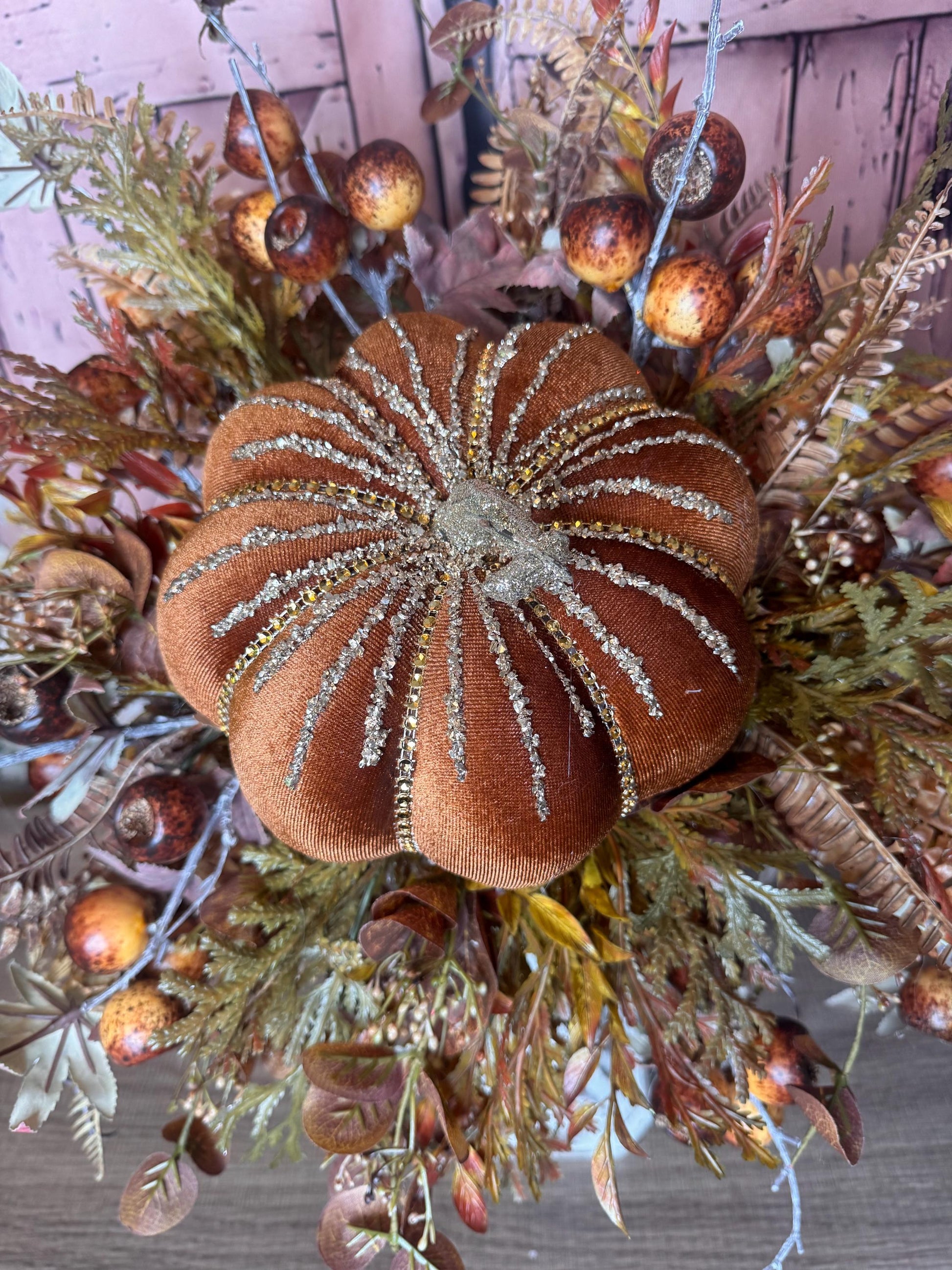 Elegant Fall Pumpkin Candlestick Arrangement | Rustic Autumn Table Centerpiece | Handmade Fall Decor
