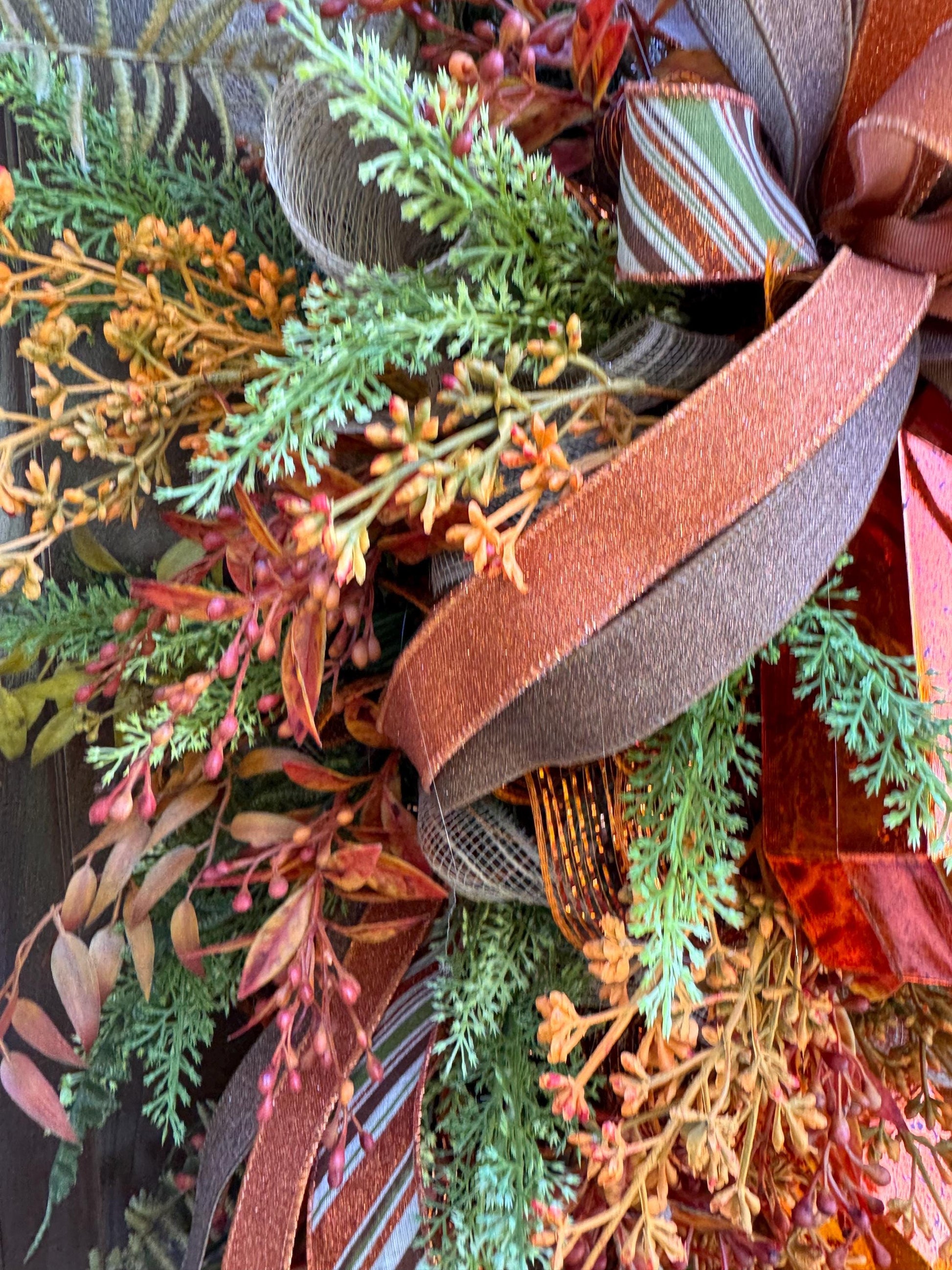 Rustic Fall Swag Wreath, Autumn Jewel Door Decor for Outdoor Porch or Indoor Office Wall Hanger, Farmhouse Swag Door Accent for Home Decor